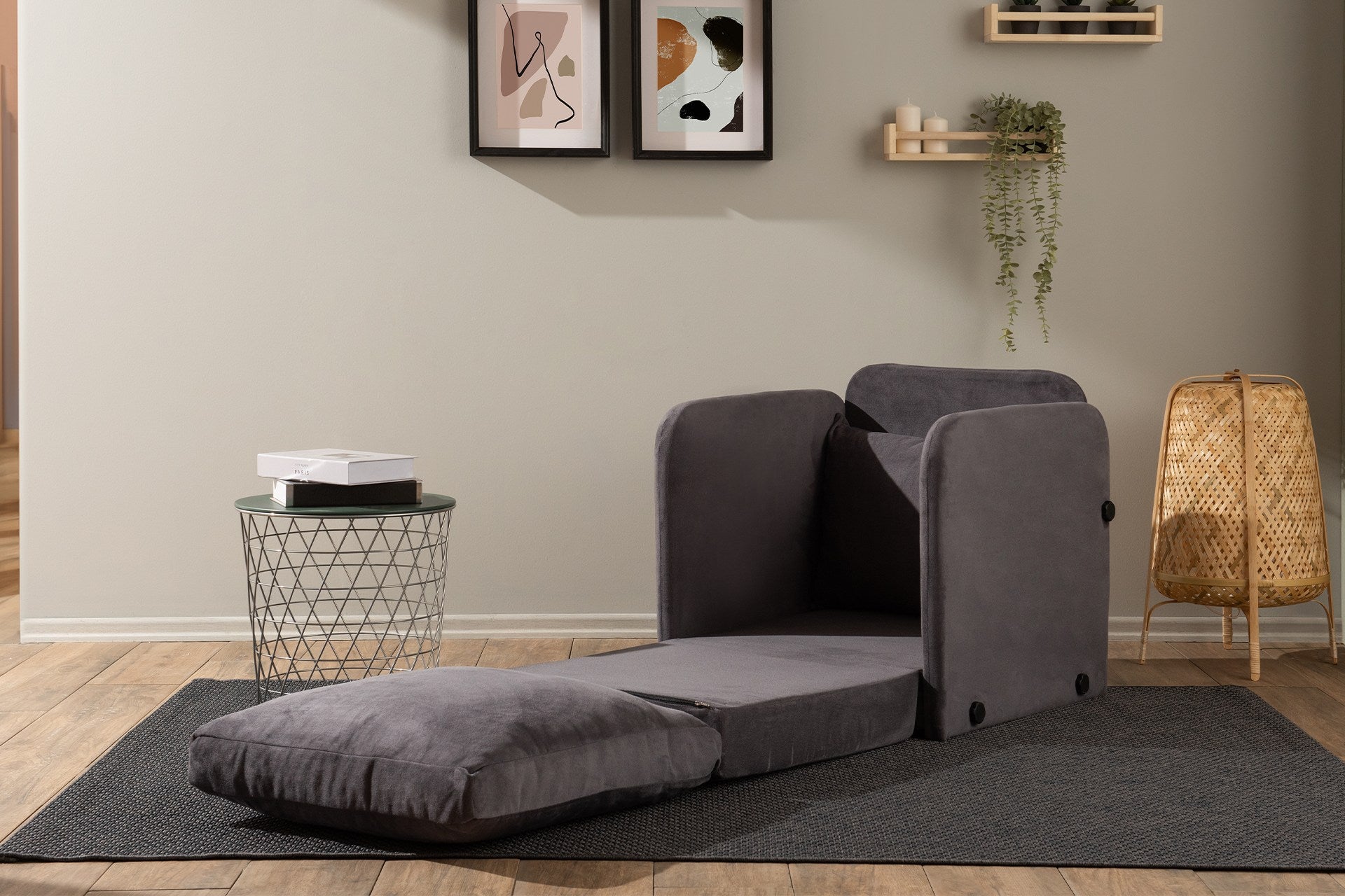 Sofá-cama de 1 lugar-Saga-Cinza