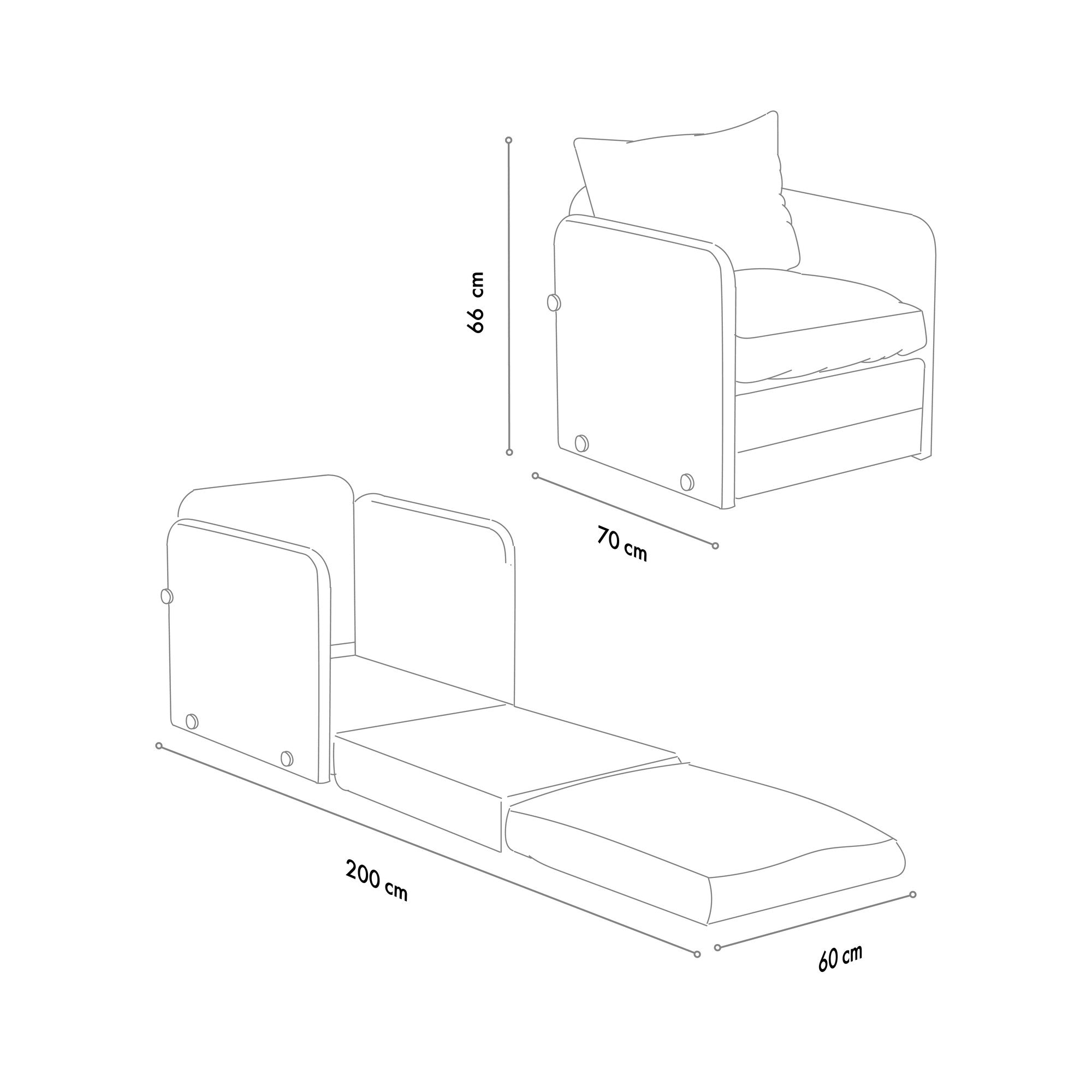 Sofá-cama de 1 lugar-Saga-Cinza