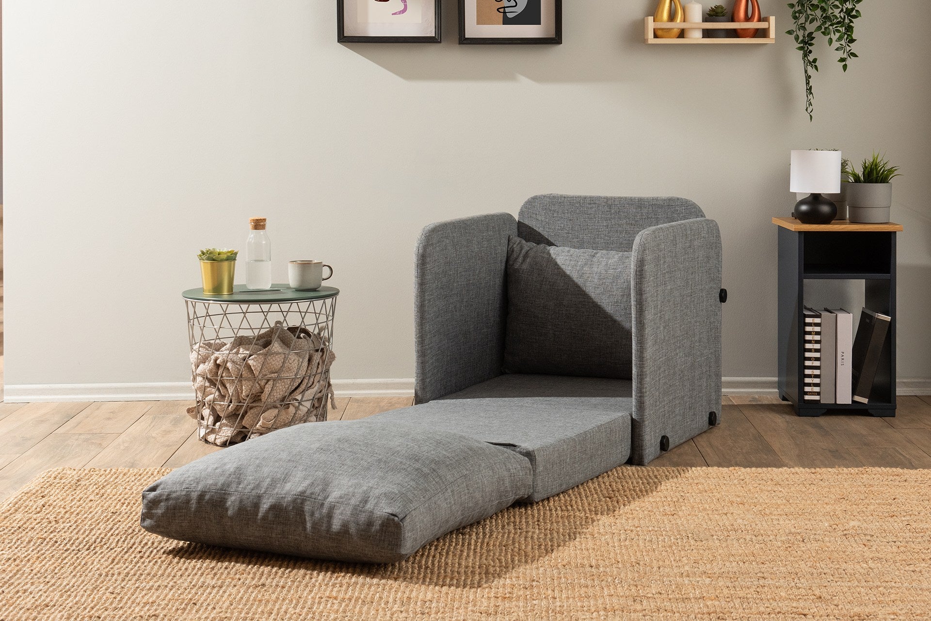 Sofá-cama de 1 lugar-Saga-Cinza claro