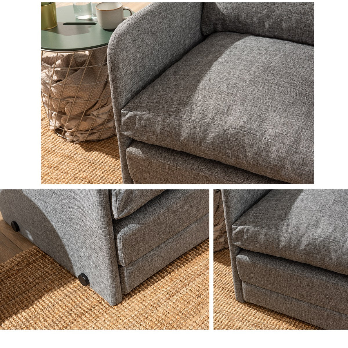 Sofá-cama de 1 lugar-Saga-Cinza claro