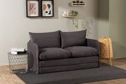 Sofá-cama moderno de 2 lugares, cinza, 148 x 70 x 66 cm | Estrutura 100% metálica e tecido de poliéster | Converte-se em cama de 200 x 140 cm | Design elegante e funcional