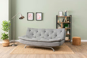 Sofá-cama cinza claro de 3 lugares, estrutura 100% metálica, 63 x 185 x 82 cm | Espuma de dureza média, tecido lavável, perfeito para ambientes modernos