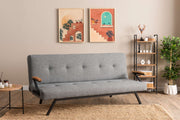 Sofá-cama elegante de 3 lugares, cinza claro, 180 x 100 cm | Estrutura 100% metal, tecido 100% linho, conforto médio | Perfeito para espaços modernos