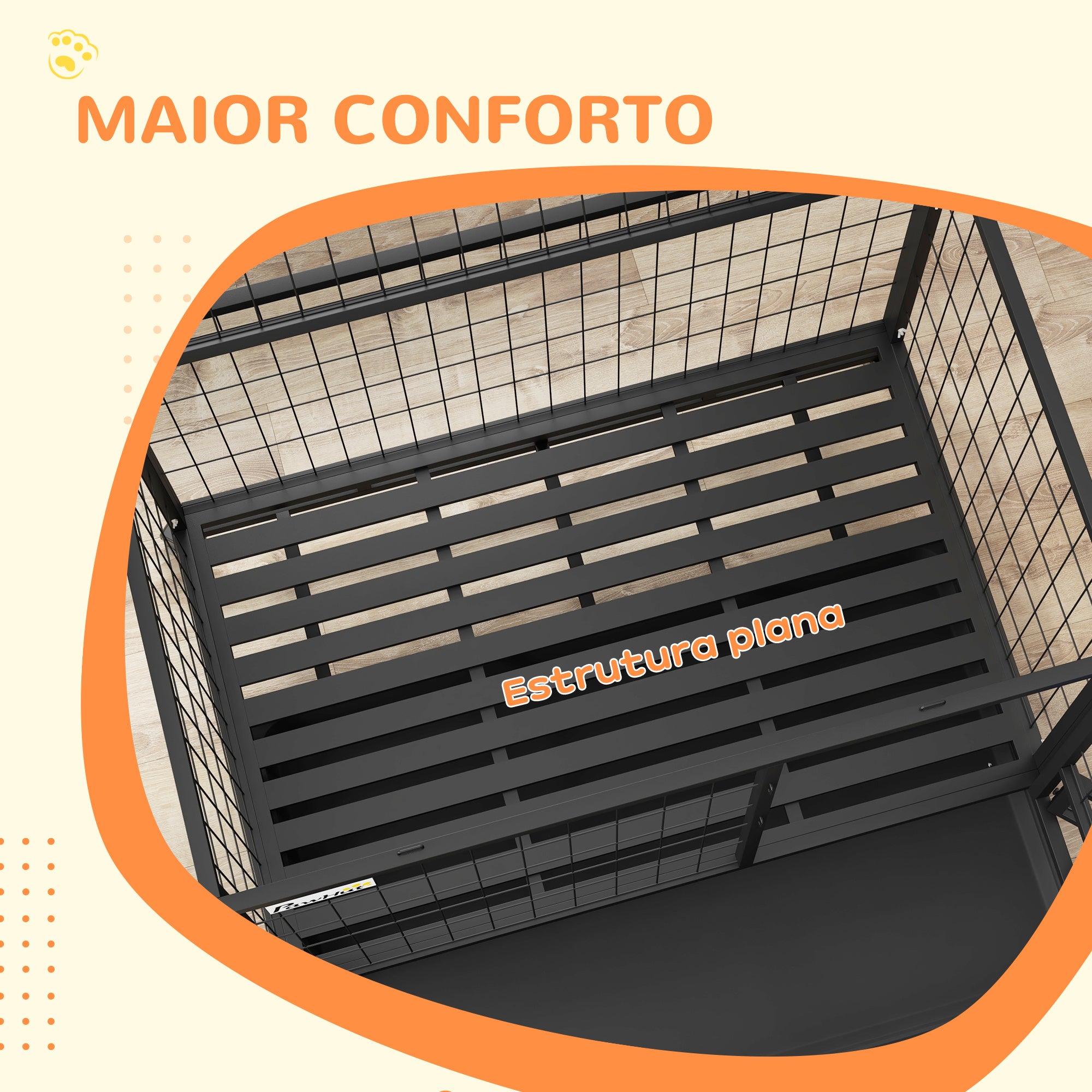Gaiola para Cães com Tigela Giratória e Rodas 109x72x79 cm - Preto