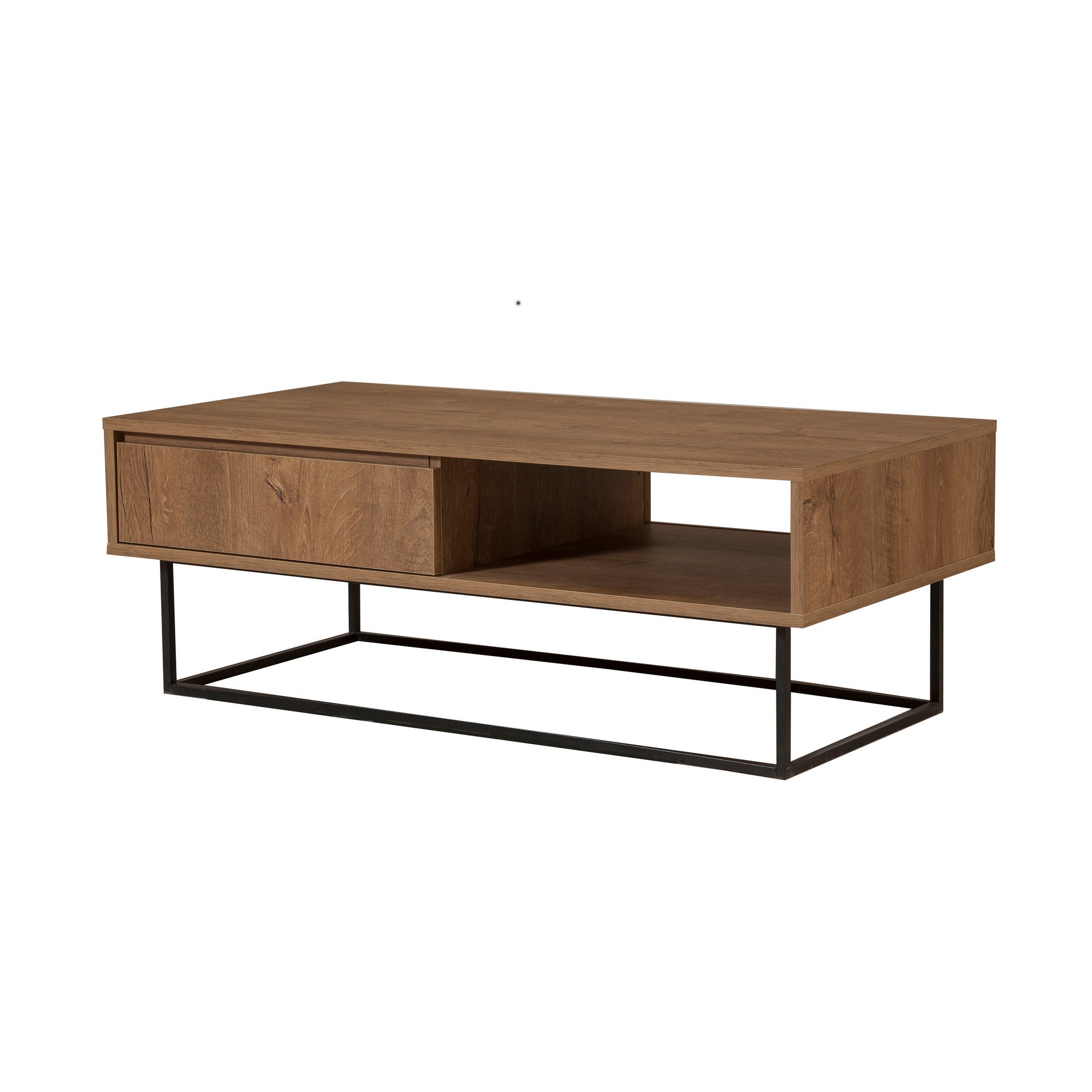 Mesa de Centro Industrial de 2 Andares, Nogueira e Preto, 120 x 43 x 60 cm | Painel de Partículas 100% Revestido com Melamina, 18 mm de Espessura, Estrutura de Metal | Armazenamento Elegante e Funcional
