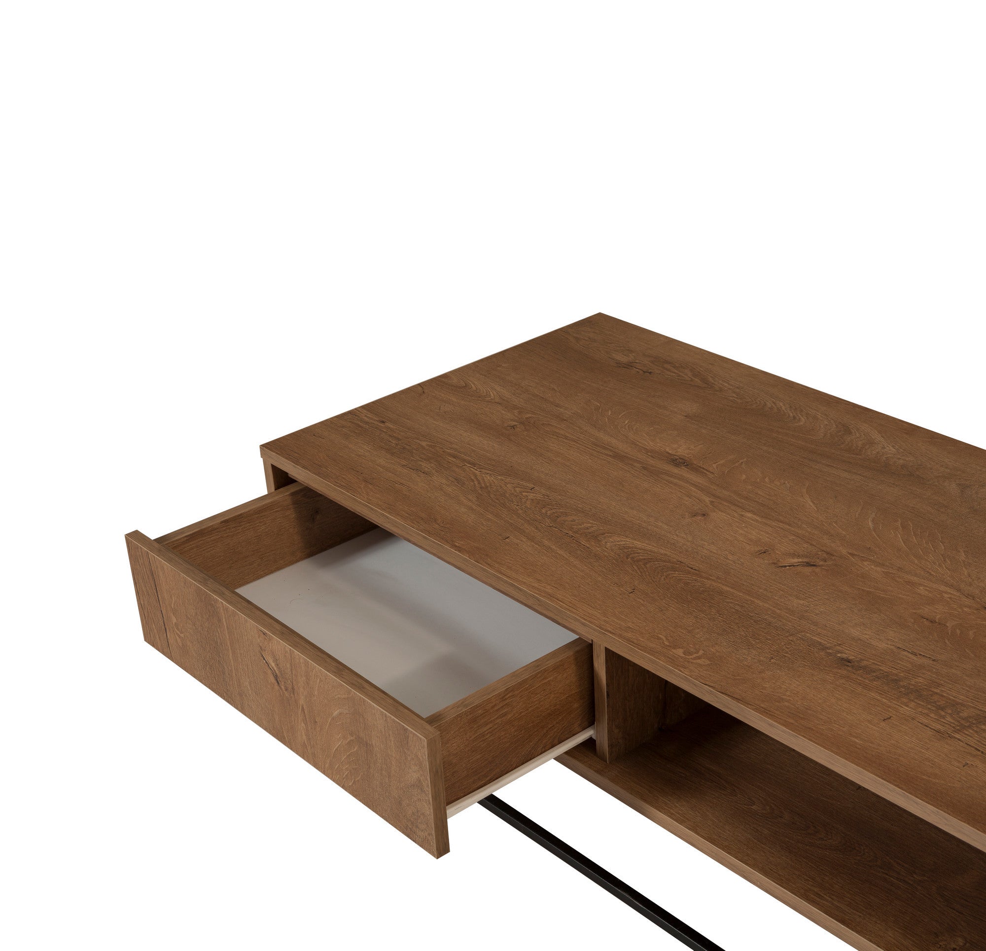 Mesa de Centro Industrial de 2 Andares, Nogueira e Preto, 120 x 43 x 60 cm | Painel de Partículas 100% Revestido com Melamina, 18 mm de Espessura, Estrutura de Metal | Armazenamento Elegante e Funcional