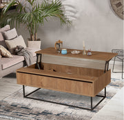 Mesa de Centro Industrial de 2 Andares – 120 x 60 x 43 cm – Nogueira e Preto – Painel de Partículas