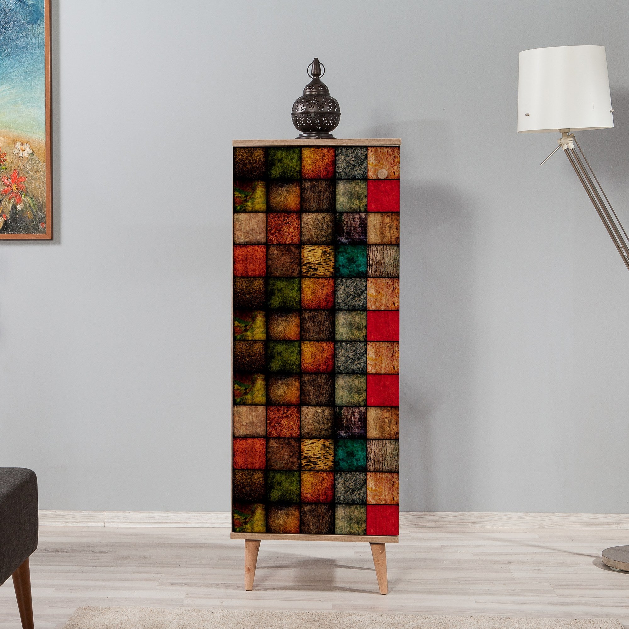 Sapateira moderna, carvalho Sonoma, 50 x 135 x 38 cm | 100% revestida em melamina, pernas em madeira de carpa, revestimento UV, montável na parede, solução de armazenamento elegante e funcional