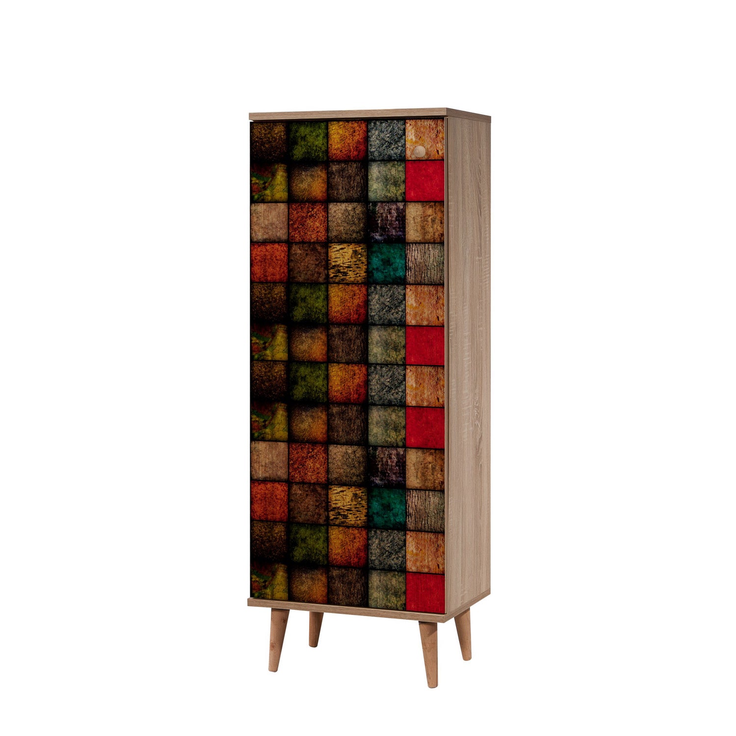 Sapateira moderna, carvalho Sonoma, 50 x 135 x 38 cm | 100% revestida em melamina, pernas em madeira de carpa, revestimento UV, montável na parede, solução de armazenamento elegante e funcional