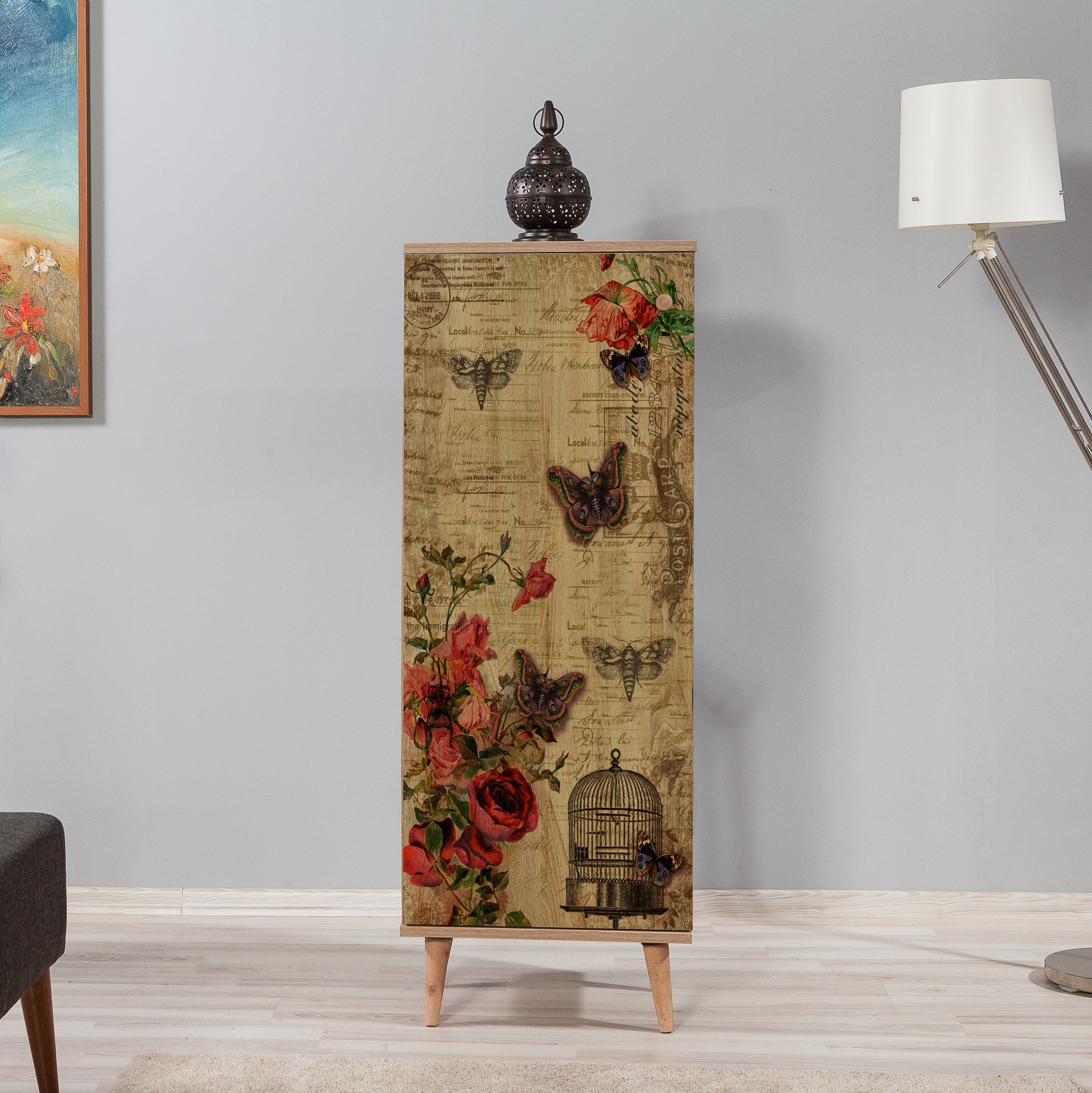 Sapateira estilosa, carvalho Sonoma, 50 x 135 x 38 cm | 100% revestida em melamina, pernas em madeira de carpa, revestimento UV | Montável na parede, design moderno com amplo espaço de armazenamento