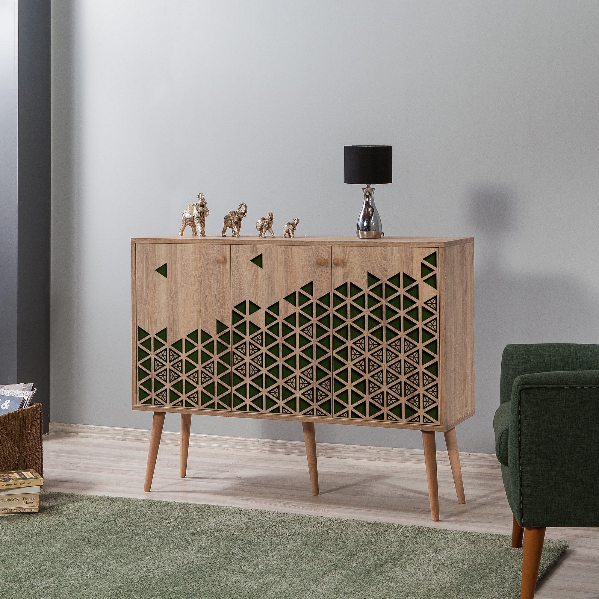 Aparador Moderno – 120 x 90 x 36 cm – Carvalho Sonoma – Melamina