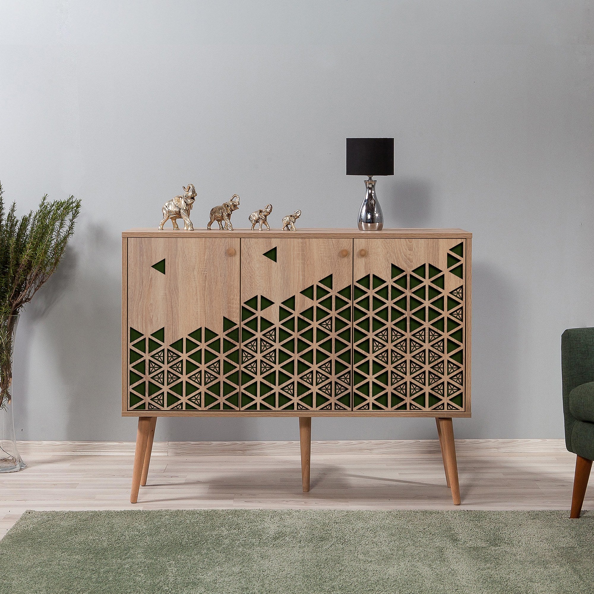 Aparador Moderno – 120 x 90 x 36 cm – Carvalho Sonoma – Melamina