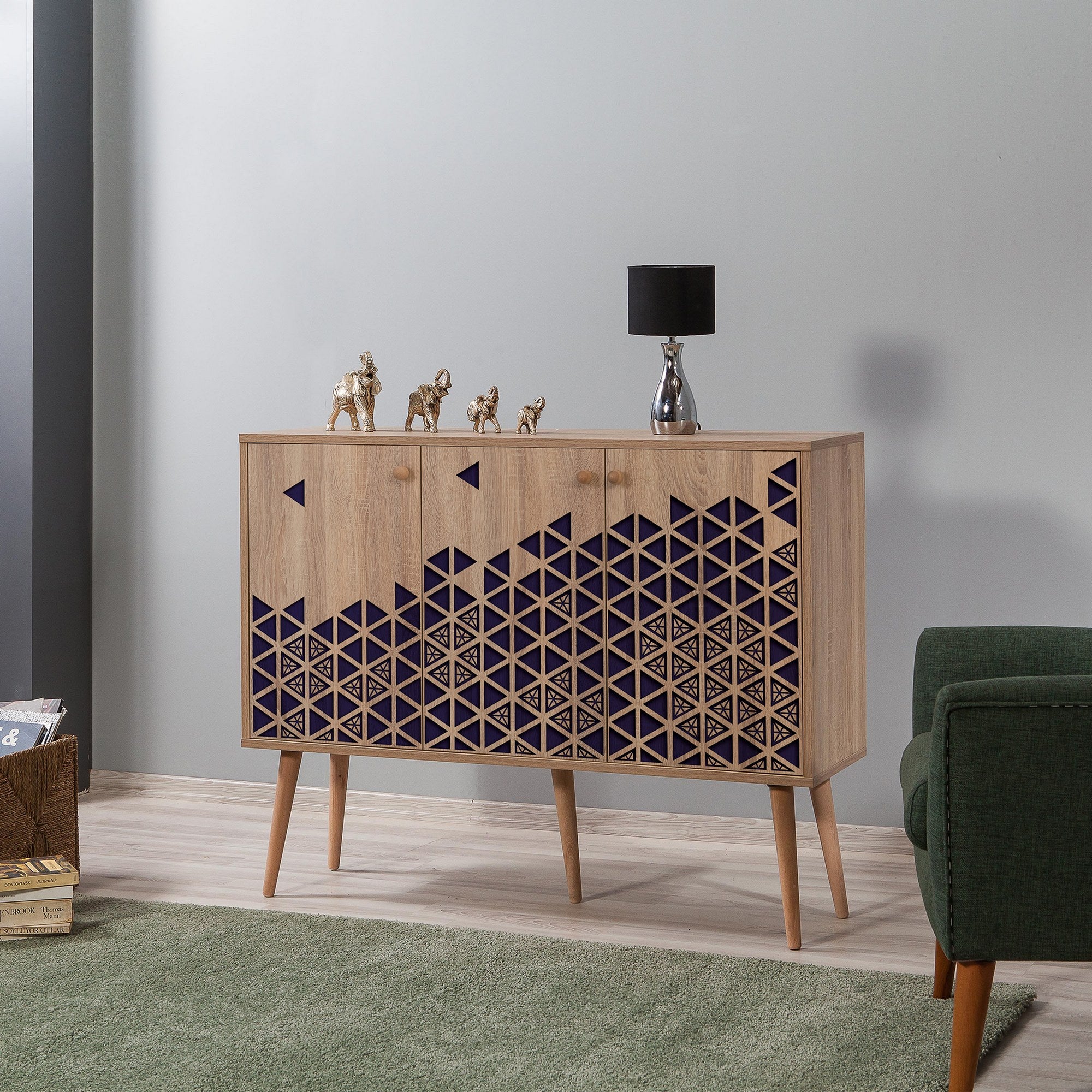 Aparador Moderno – 120 x 90 x 36 cm – Carvalho Sonoma – Melamina