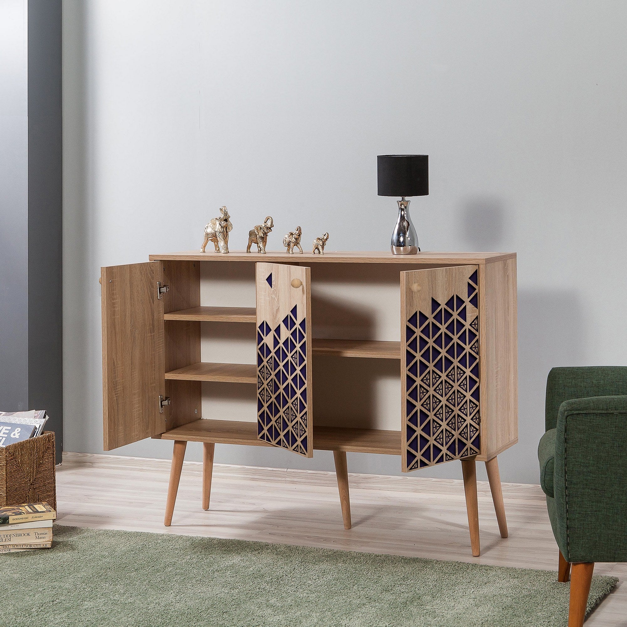 Aparador Moderno – 120 x 90 x 36 cm – Carvalho Sonoma – Melamina