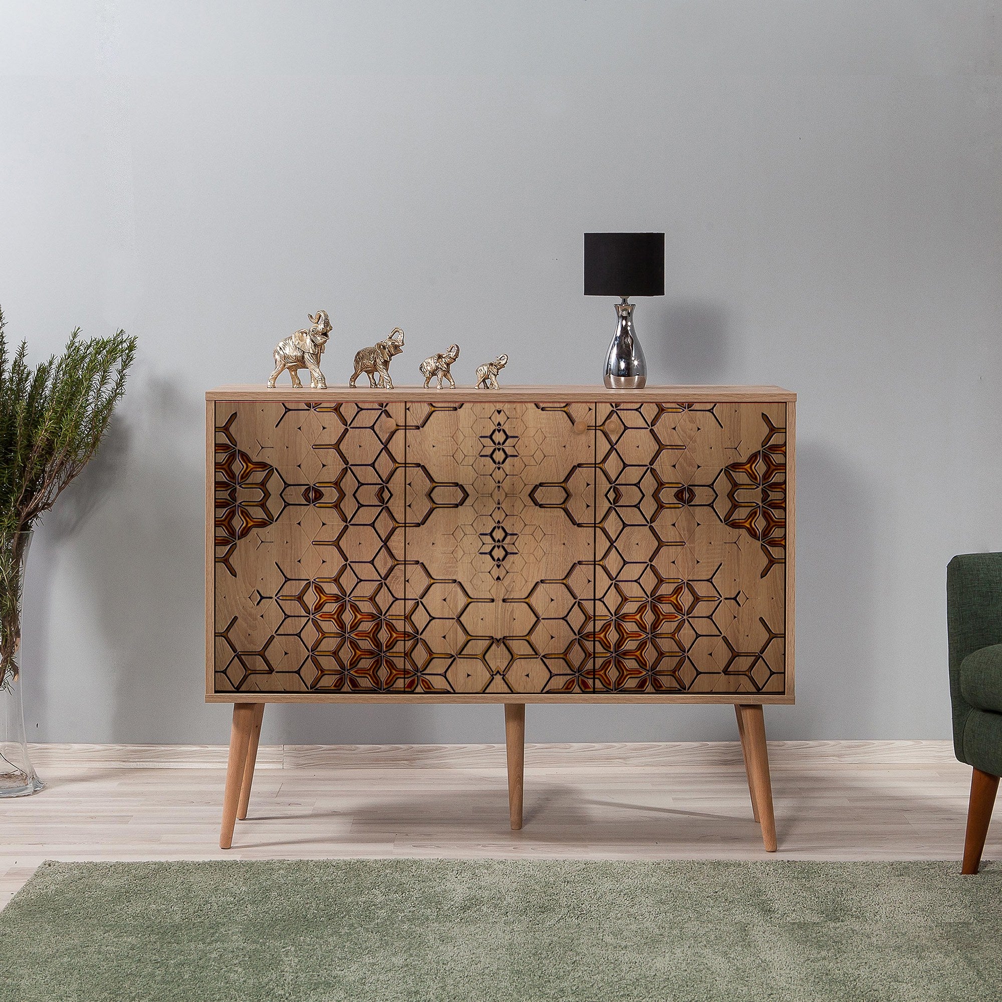 Aparador Moderno – 120 x 90 x 36 cm – Carvalho Sonoma – Melamina