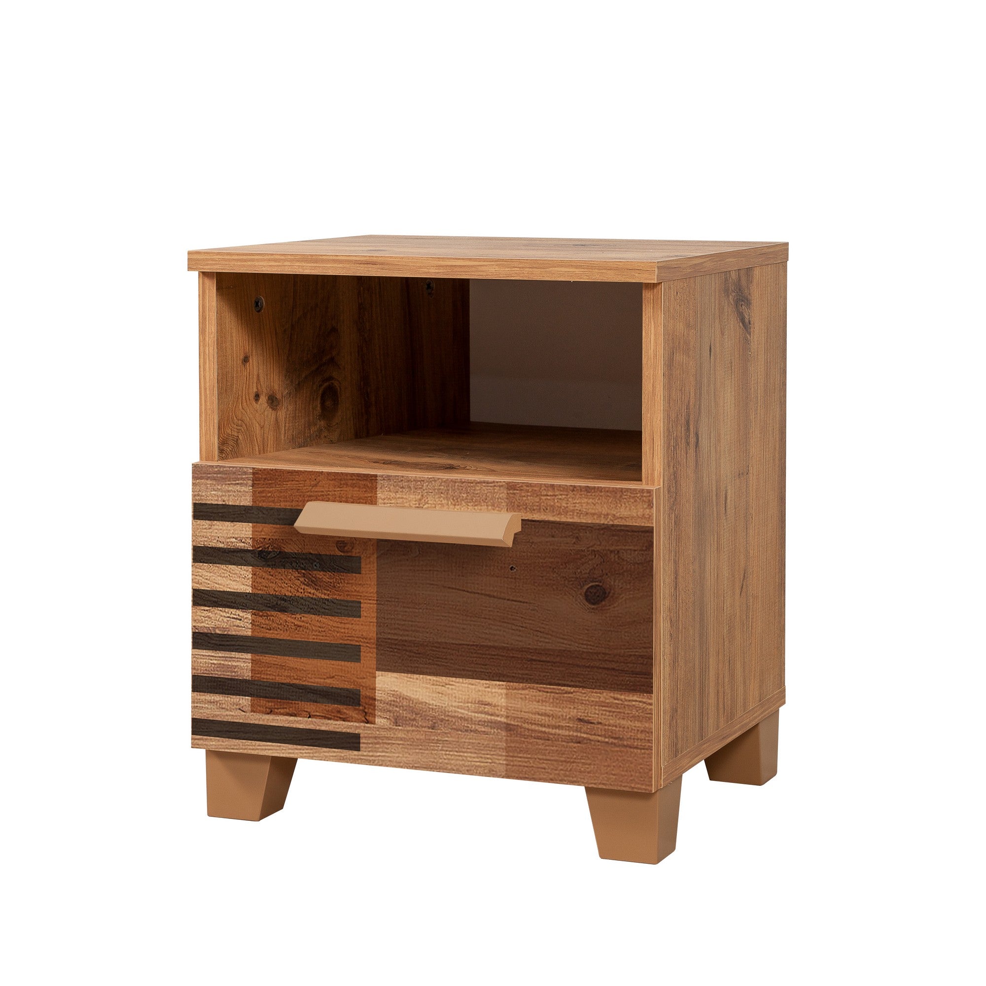 Mesa de cabeceira moderna com várias prateleiras, pinho atlântico, 45 x 52 x 40 cm | 100% revestida em melamina, com bordas de PVC, para montagem na parede | Solução de armazenamento elegante e funcional