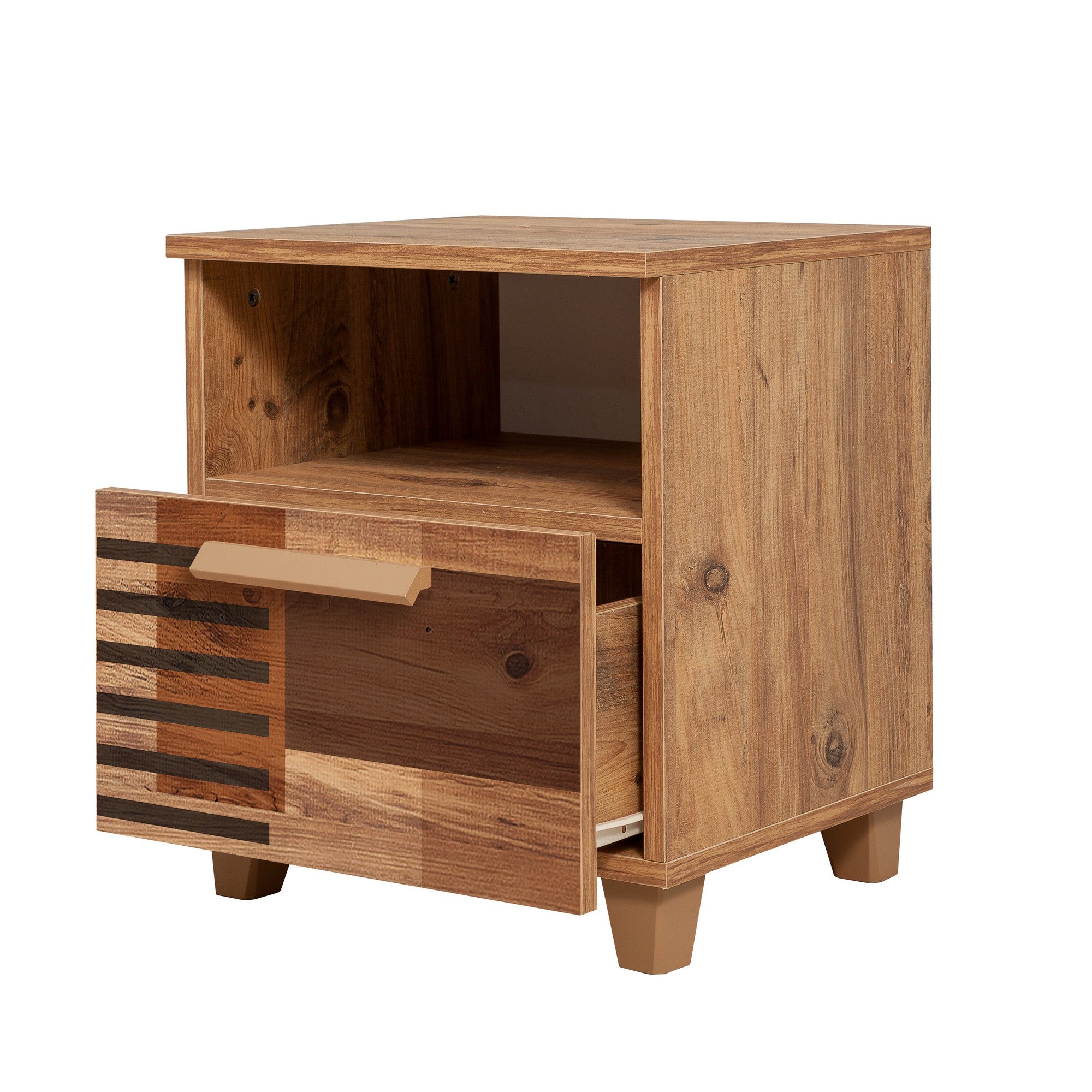 Mesa de cabeceira moderna com várias prateleiras, pinho atlântico, 45 x 52 x 40 cm | 100% revestida em melamina, com bordas de PVC, para montagem na parede | Solução de armazenamento elegante e funcional