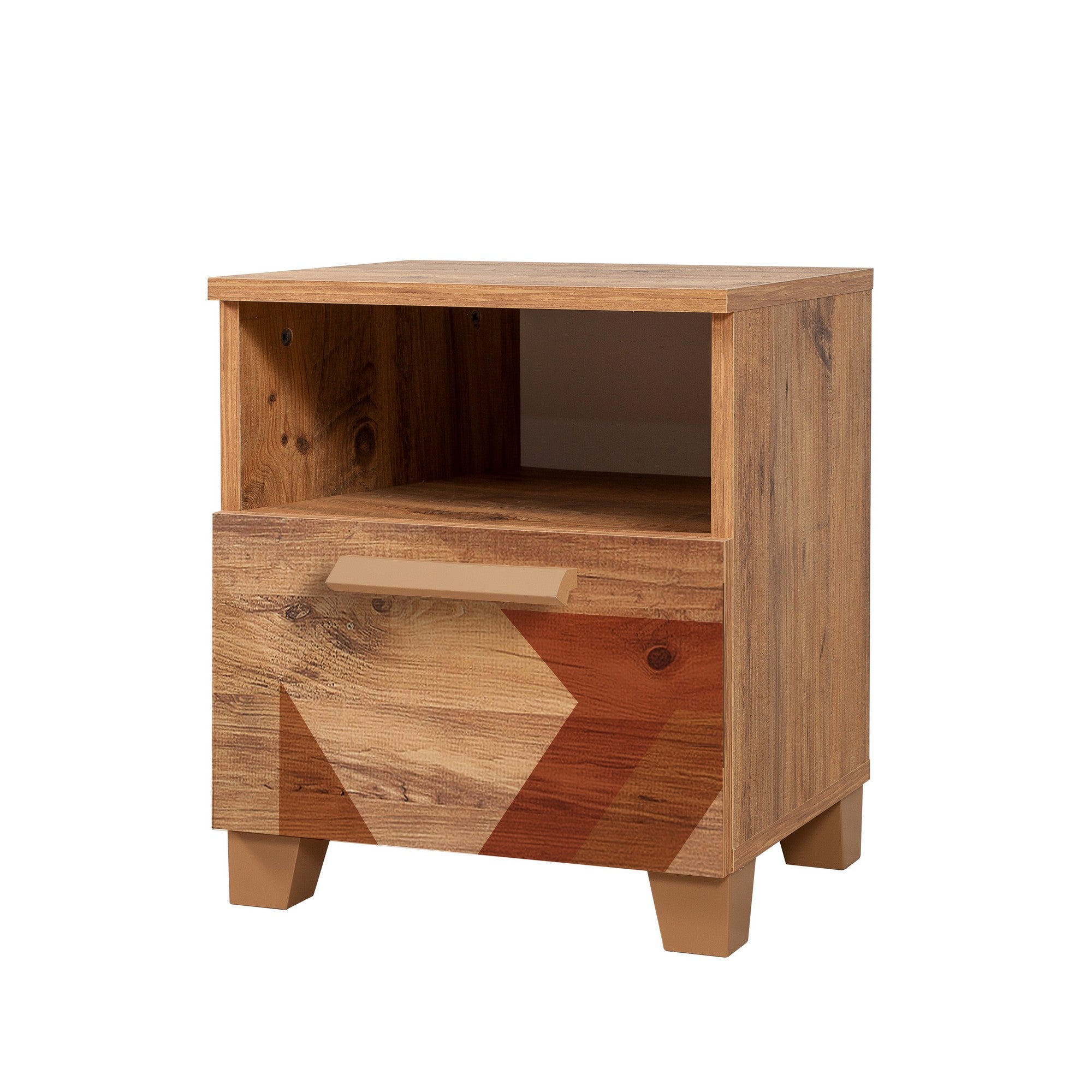 Mesa de cabeceira moderna com prateleiras, pinho do Atlântico, 45 x 52 x 40 cm | 100% revestida em melamina, com bordas em PVC, para montagem na parede | Armazenamento elegante para qualquer cômodo
