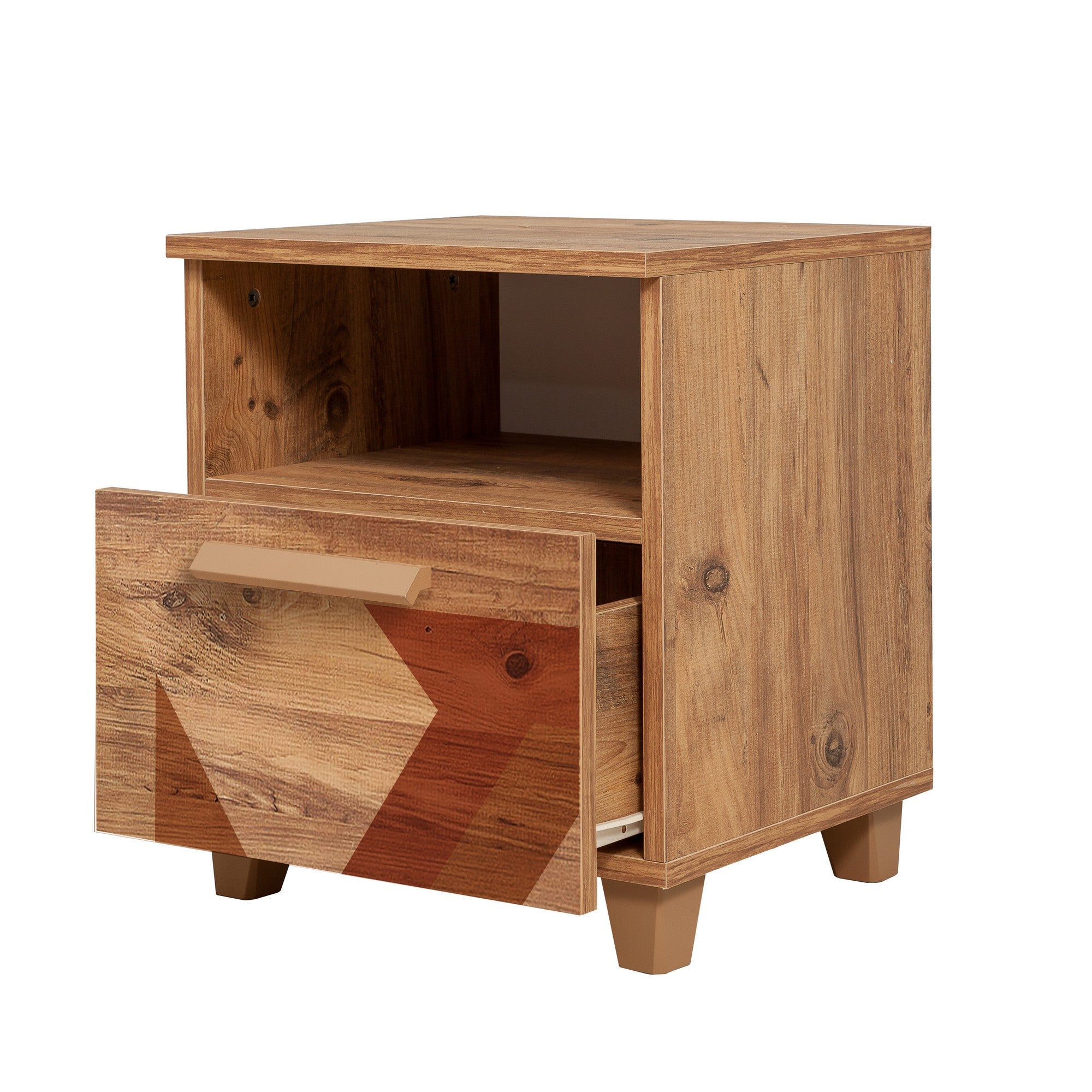 Mesa de cabeceira moderna com prateleiras, pinho do Atlântico, 45 x 52 x 40 cm | 100% revestida em melamina, com bordas em PVC, para montagem na parede | Armazenamento elegante para qualquer cômodo