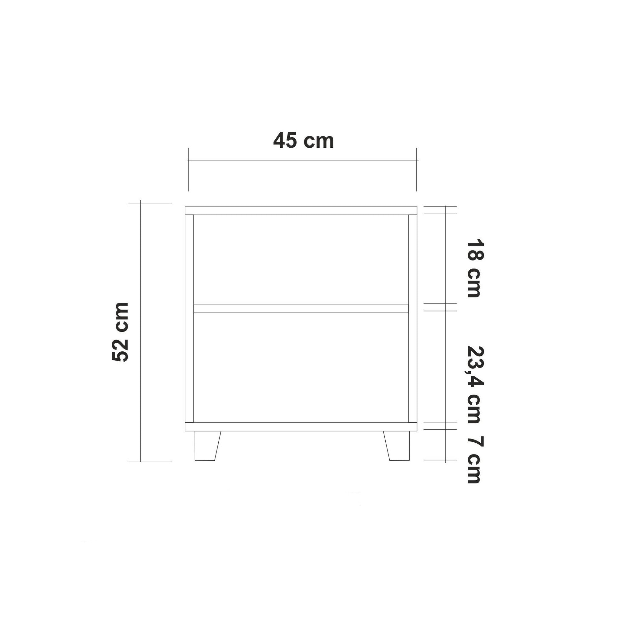 Mesa de Cabeceira Elegante com Várias Prateleiras, Pinho Atlântico, 45 x 52 x 40 cm | Revestimento 100% Melamina, Borda de PVC, Puxadores de MDF | Design Moderno e Funcional para Qualquer Ambiente
