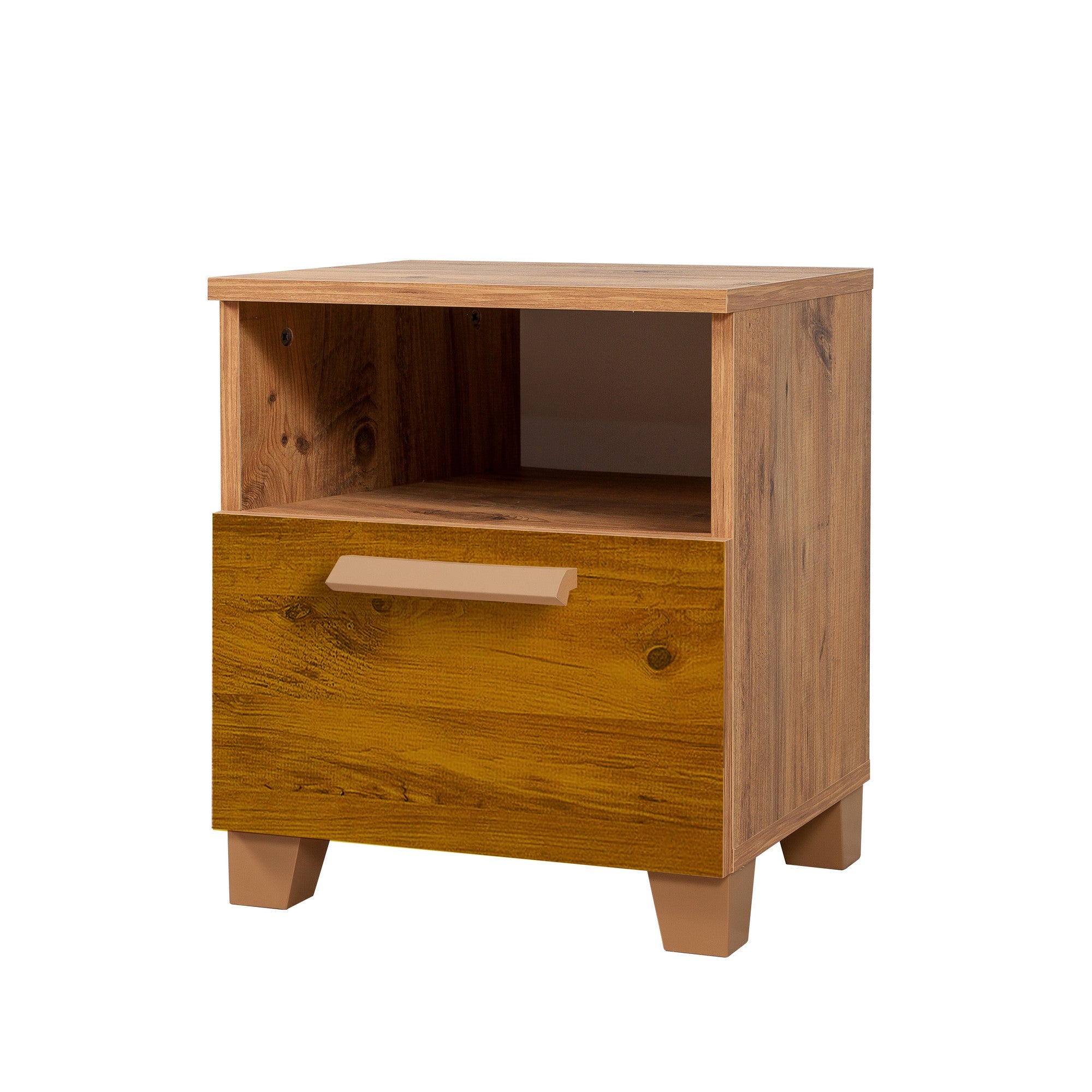 Mesa de cabeceira moderna com várias prateleiras, pinho do Atlântico, 45 x 52 x 40 cm | 100% revestida em melamina, com bordas em PVC, para montagem na parede | Solução de armazenamento elegante
