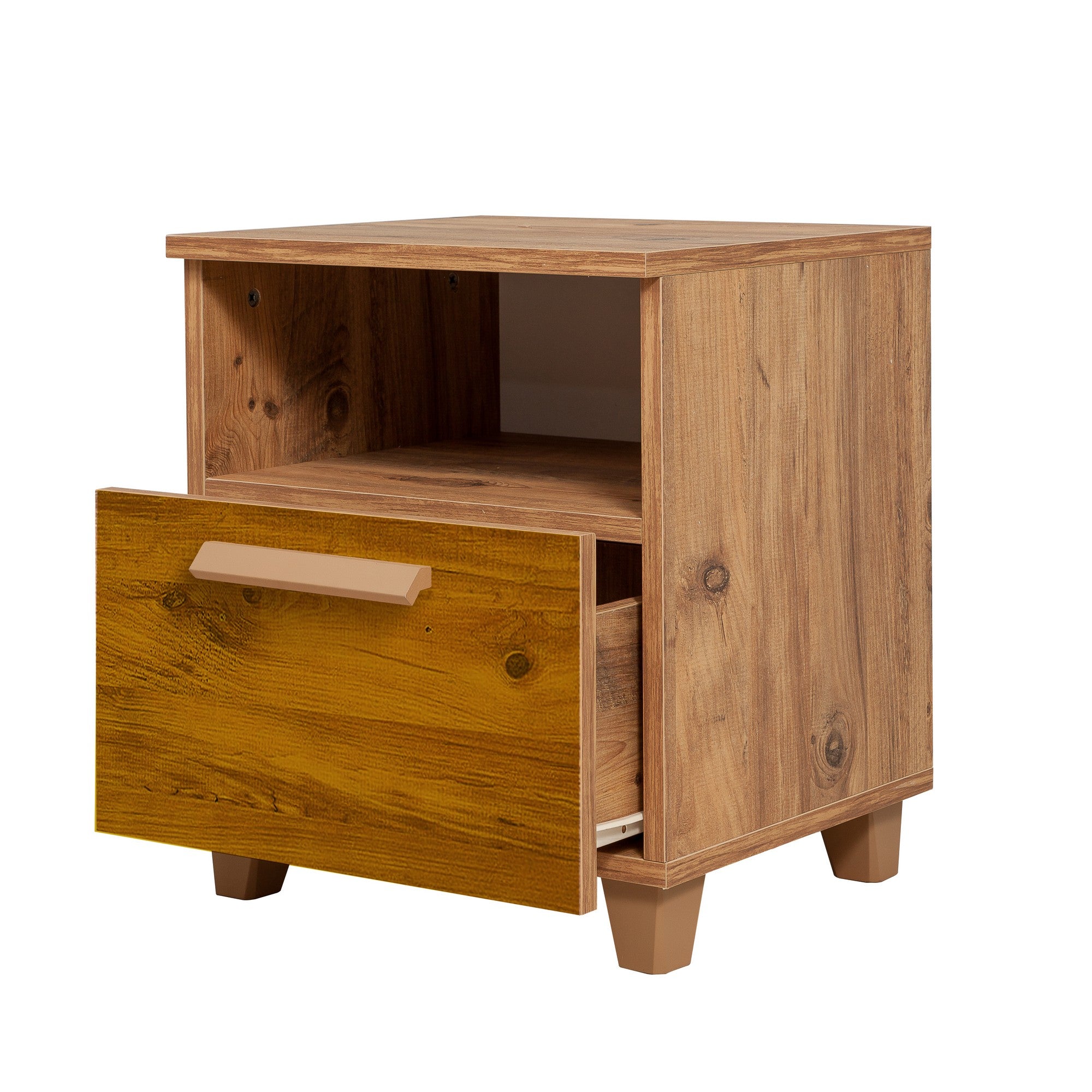 Mesa de cabeceira moderna com várias prateleiras, pinho do Atlântico, 45 x 52 x 40 cm | 100% revestida em melamina, com bordas em PVC, para montagem na parede | Solução de armazenamento elegante