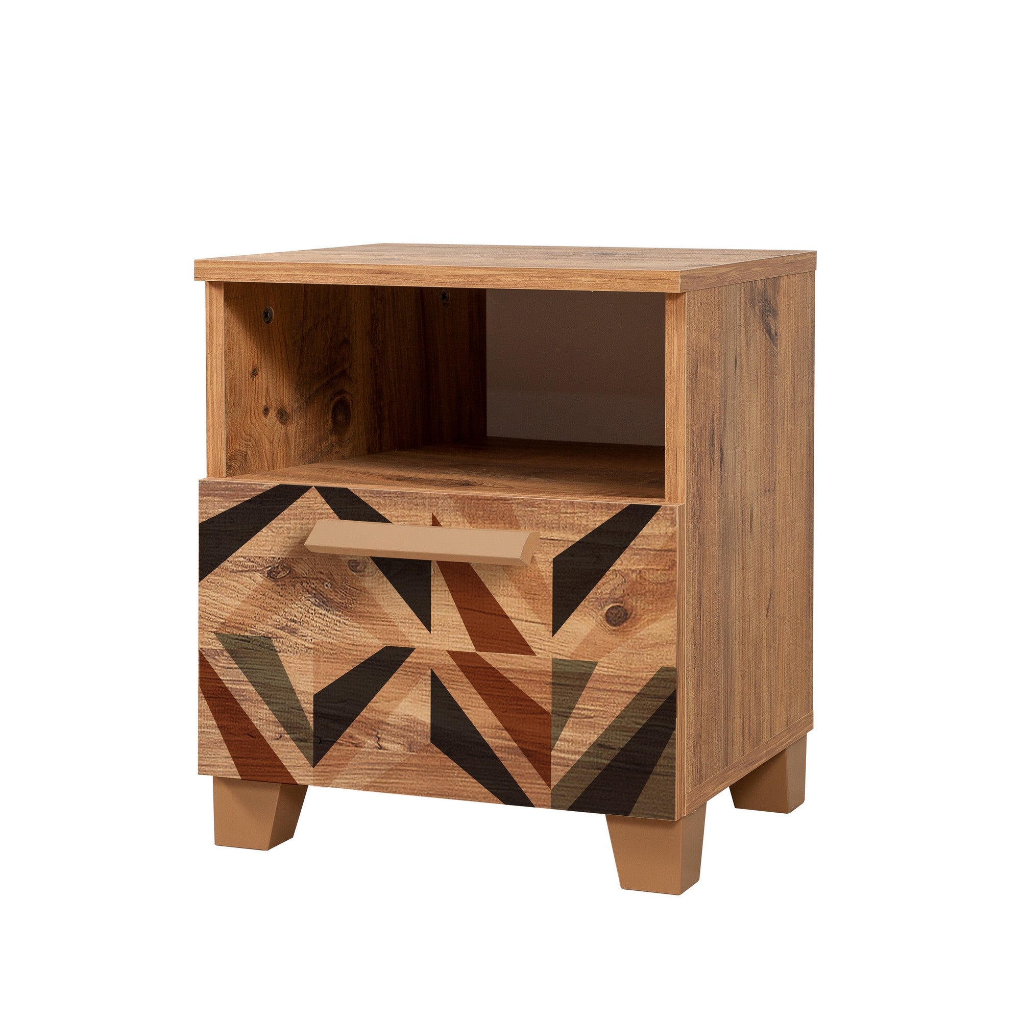 Mesa de cabeceira moderna com várias prateleiras, pinho do Atlântico, 45 x 52 x 40 cm | 100% revestida em melamina, com bordas em PVC, para montagem na parede, solução de armazenamento elegante
