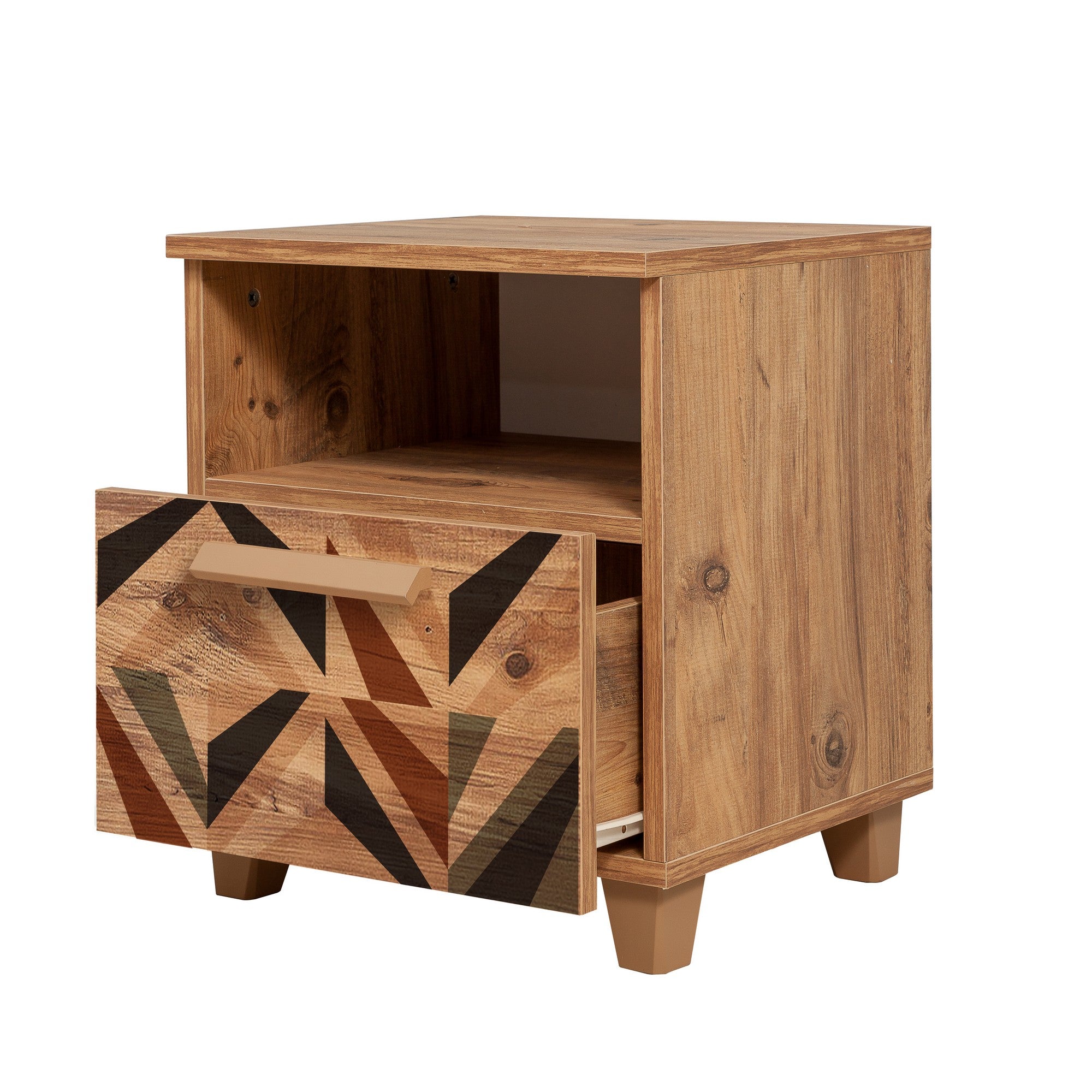 Mesa de cabeceira moderna com várias prateleiras, pinho do Atlântico, 45 x 52 x 40 cm | 100% revestida em melamina, com bordas em PVC, para montagem na parede, solução de armazenamento elegante