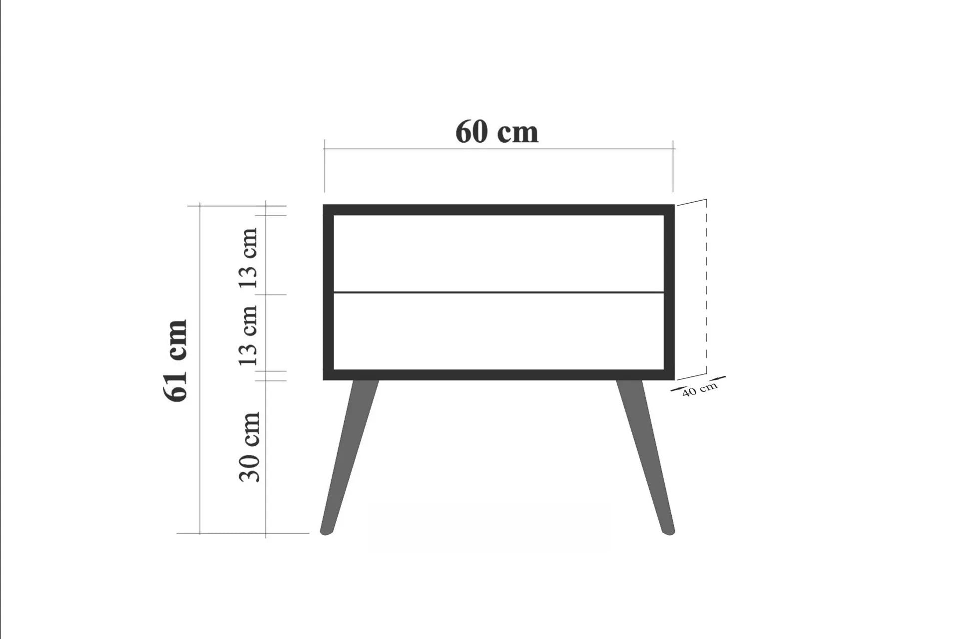 Mesa de cabeceira moderna com pernas de madeira, 60 cm x 61 cm x 40 cm | Painel de partículas 100% revestido em melamina, impressão digital UV | Montável na parede, armazenamento elegante para espaços infantis e jovens