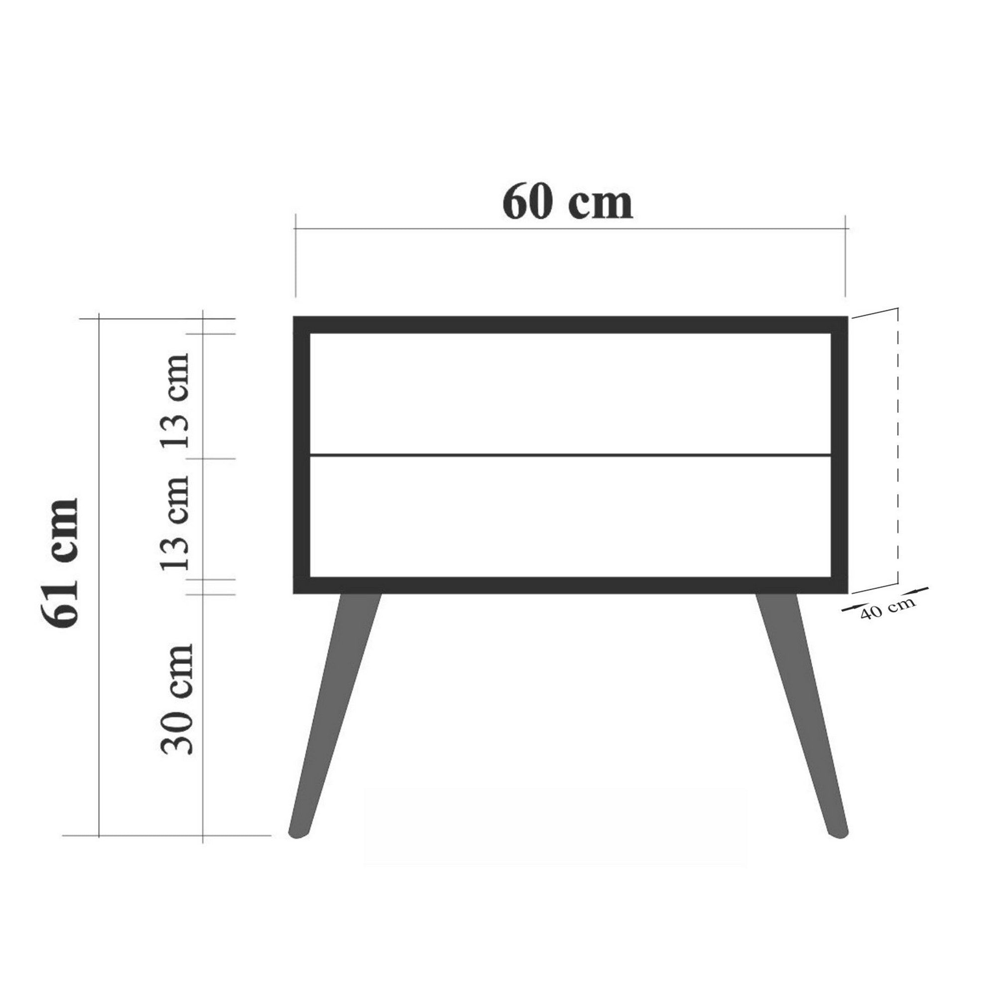 Mesa de cabeceira moderna com pernas de madeira, 60 cm x 61 cm x 40 cm | Painel de partículas 100% revestido em melamina, impressão digital UV | Design abstrato, montagem na parede, armazenamento extra