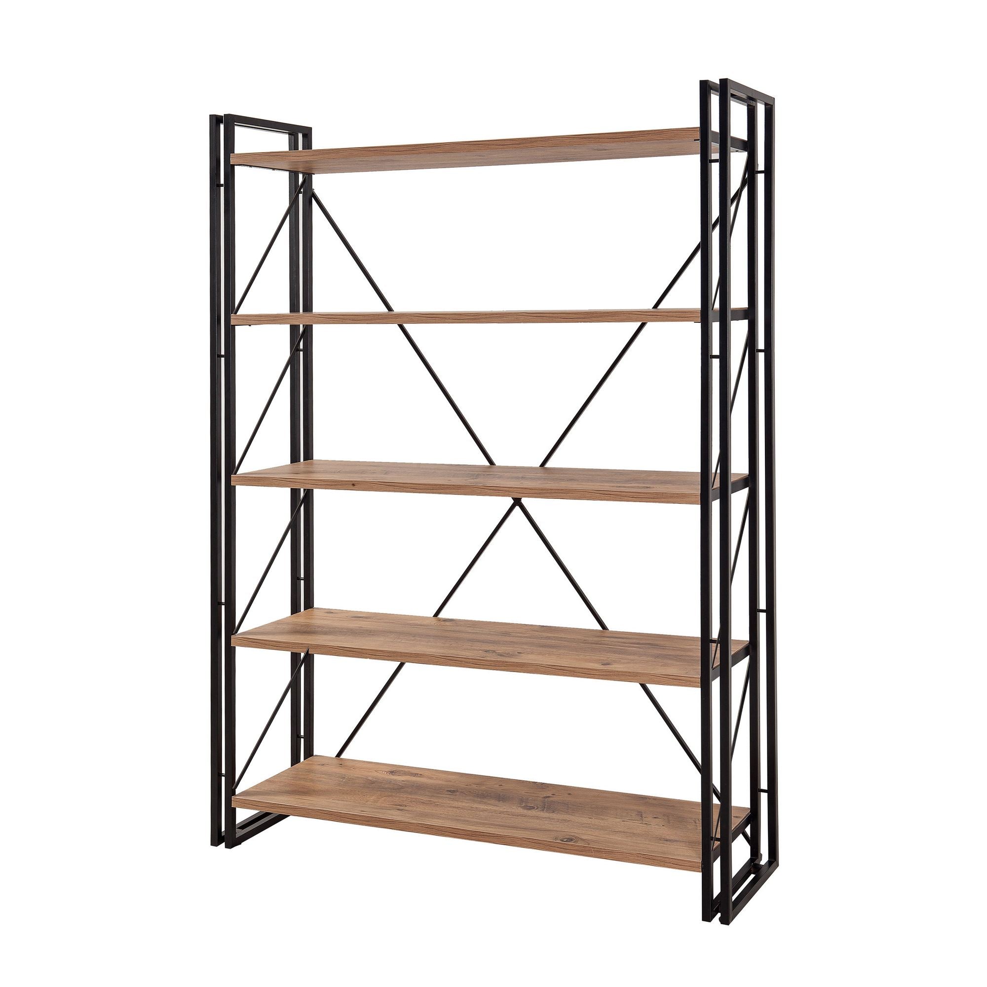 Estante Industrial – 130 x 180 x 35 cm – Pinheiro Atlântico e Preto – Melamina