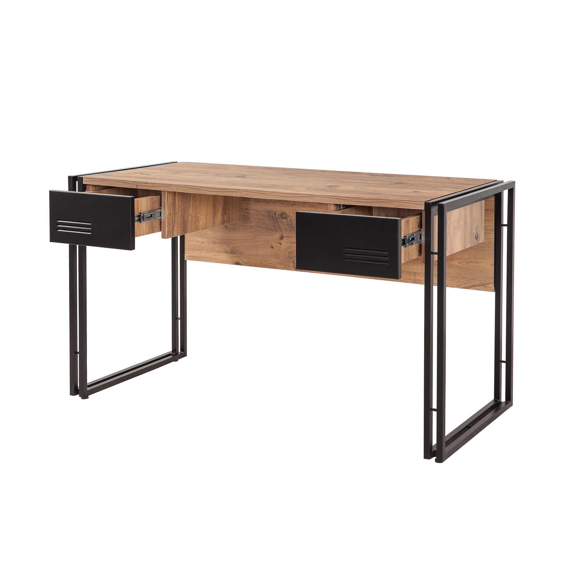 Secretária de Estudo/Escritório Industrial – 139 x 75 x 60 cm – Pinho Atlântico e Preto – 100% Melamina