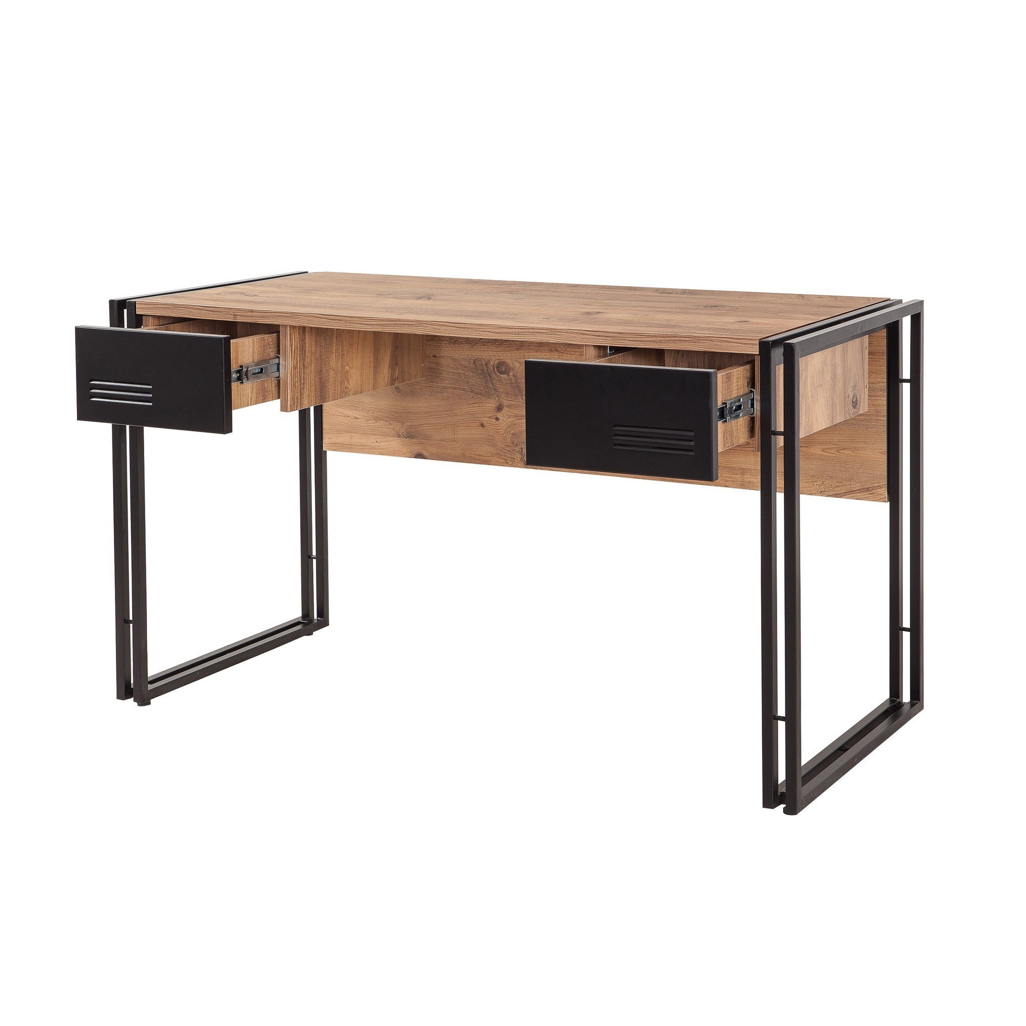 Secretária de Estudo/Escritório Industrial – 139 x 75 x 60 cm – Pinho Atlântico e Preto – 100% Melamina