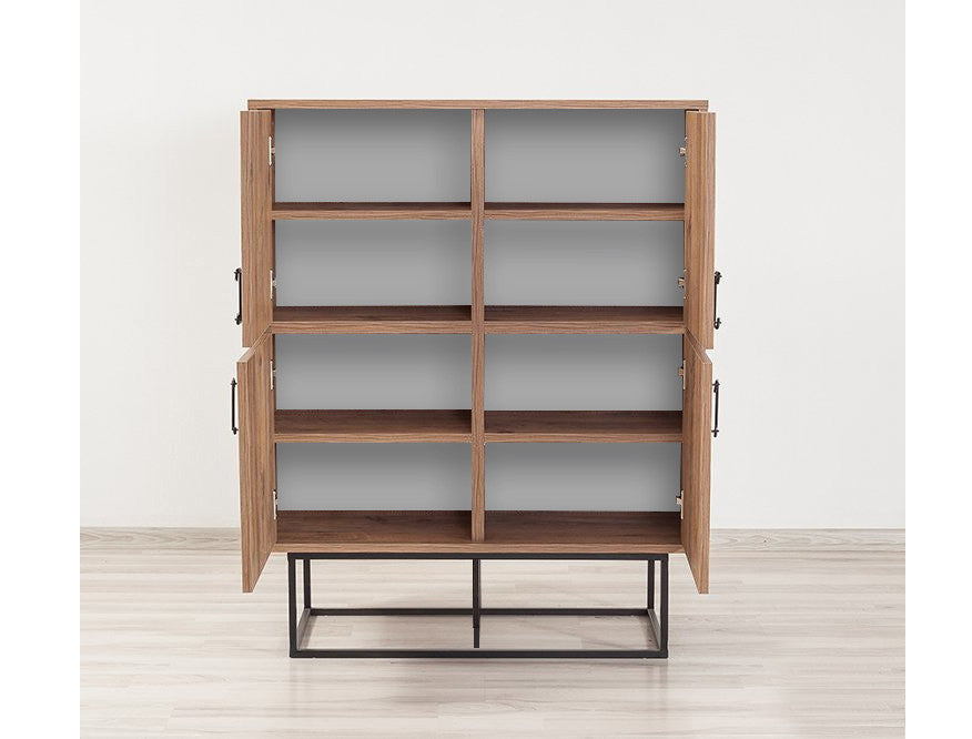 Armário industrial multiuso – 93 x 115 x 36 cm – Pinho Atlântico e Preto – Melamina