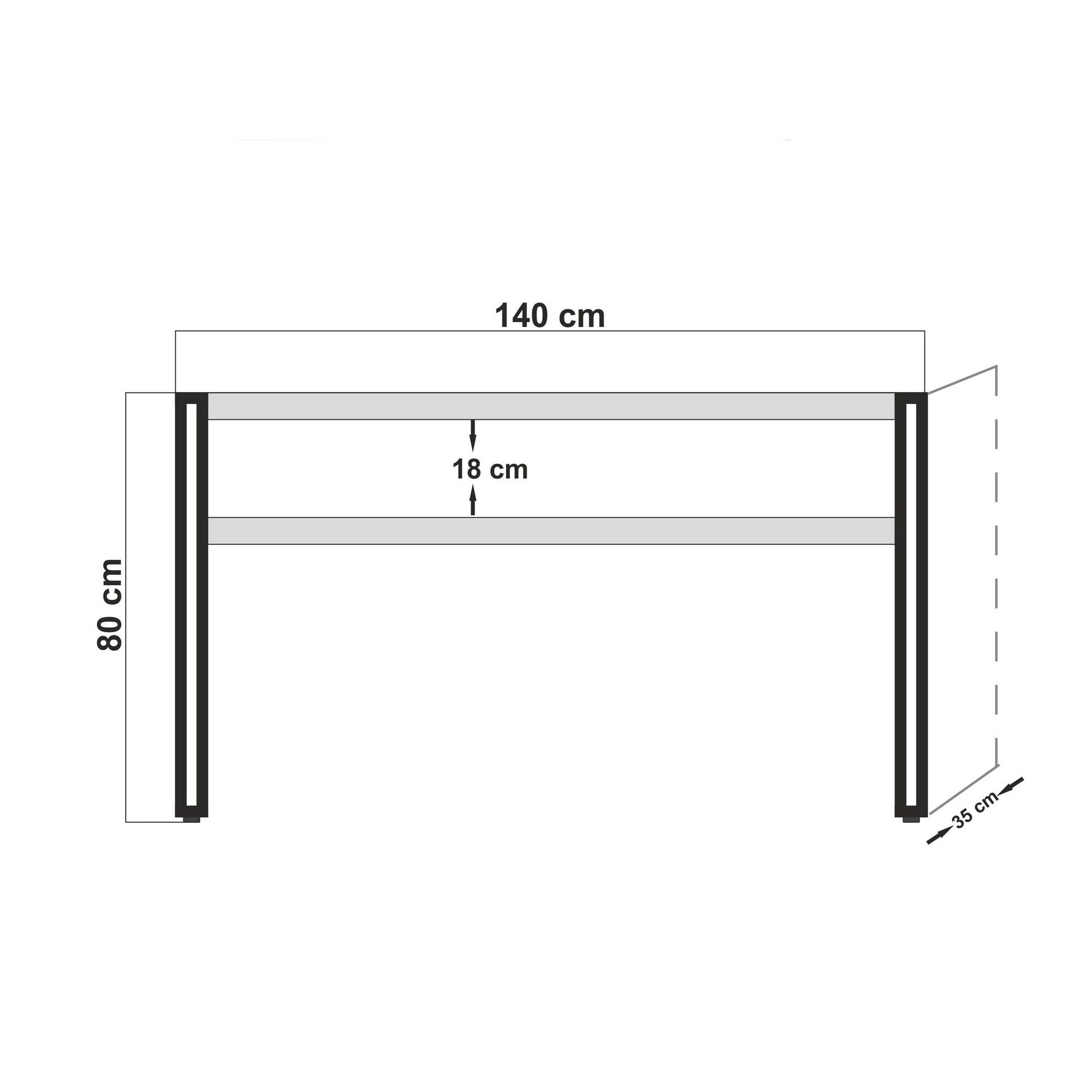 Aparador elegante com estrutura de metal, pinho atlântico e preto, 140 x 80 x 35 cm | 100% revestido em melamina, 45 mm de espessura | Montável na parede, design industrial, amplo espaço de armazenamento