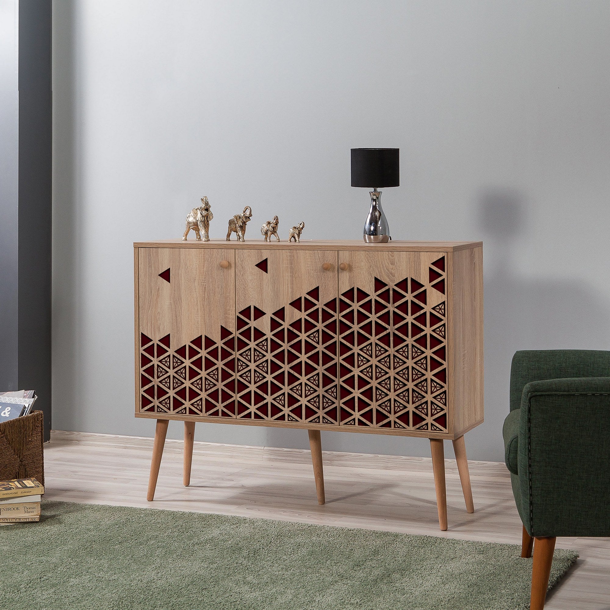 Aparador Moderno – 120 x 90 x 36 cm – Carvalho Sonoma – Melamina