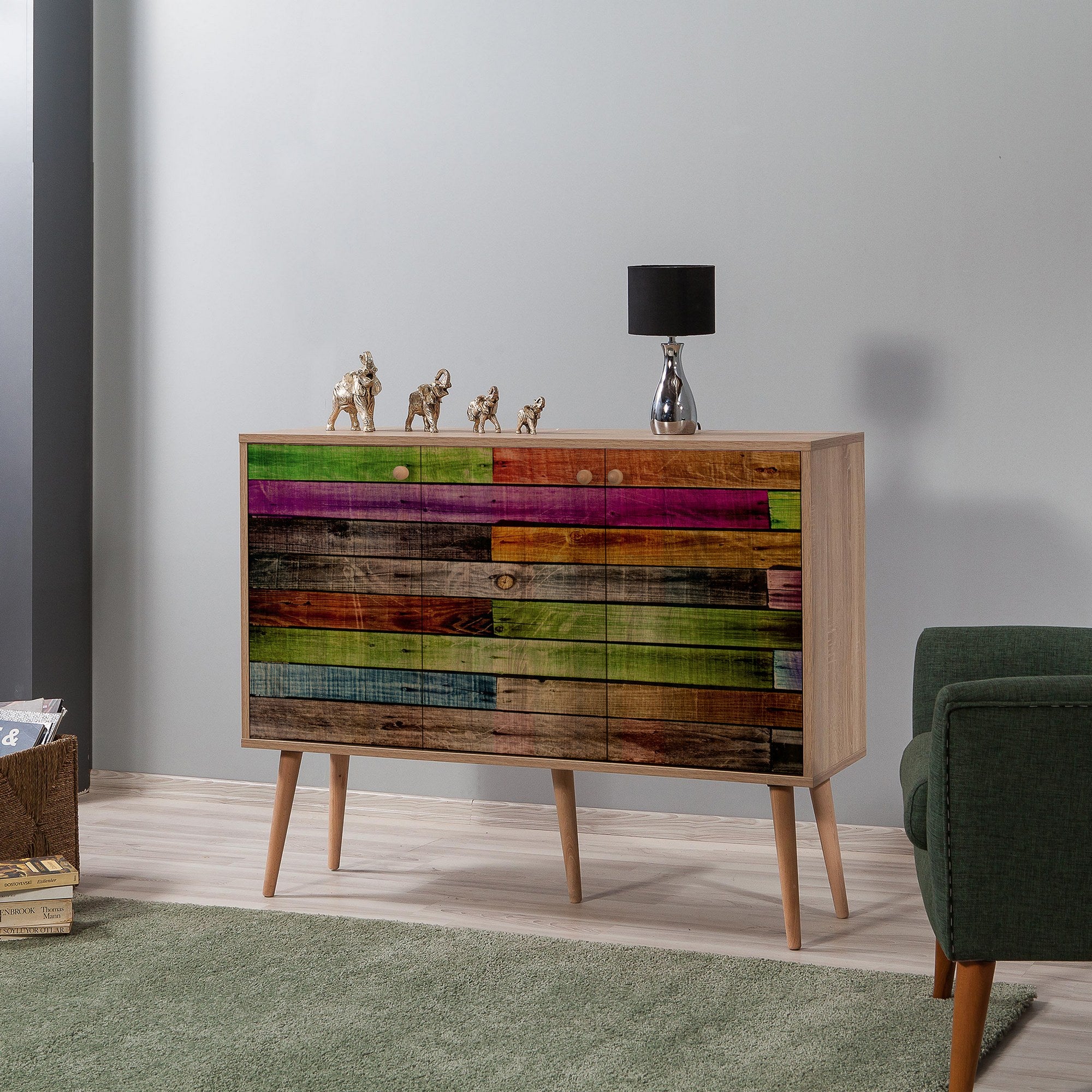 Aparador Moderno – 120 x 90 x 36 cm – Carvalho Sonoma – Melamina
