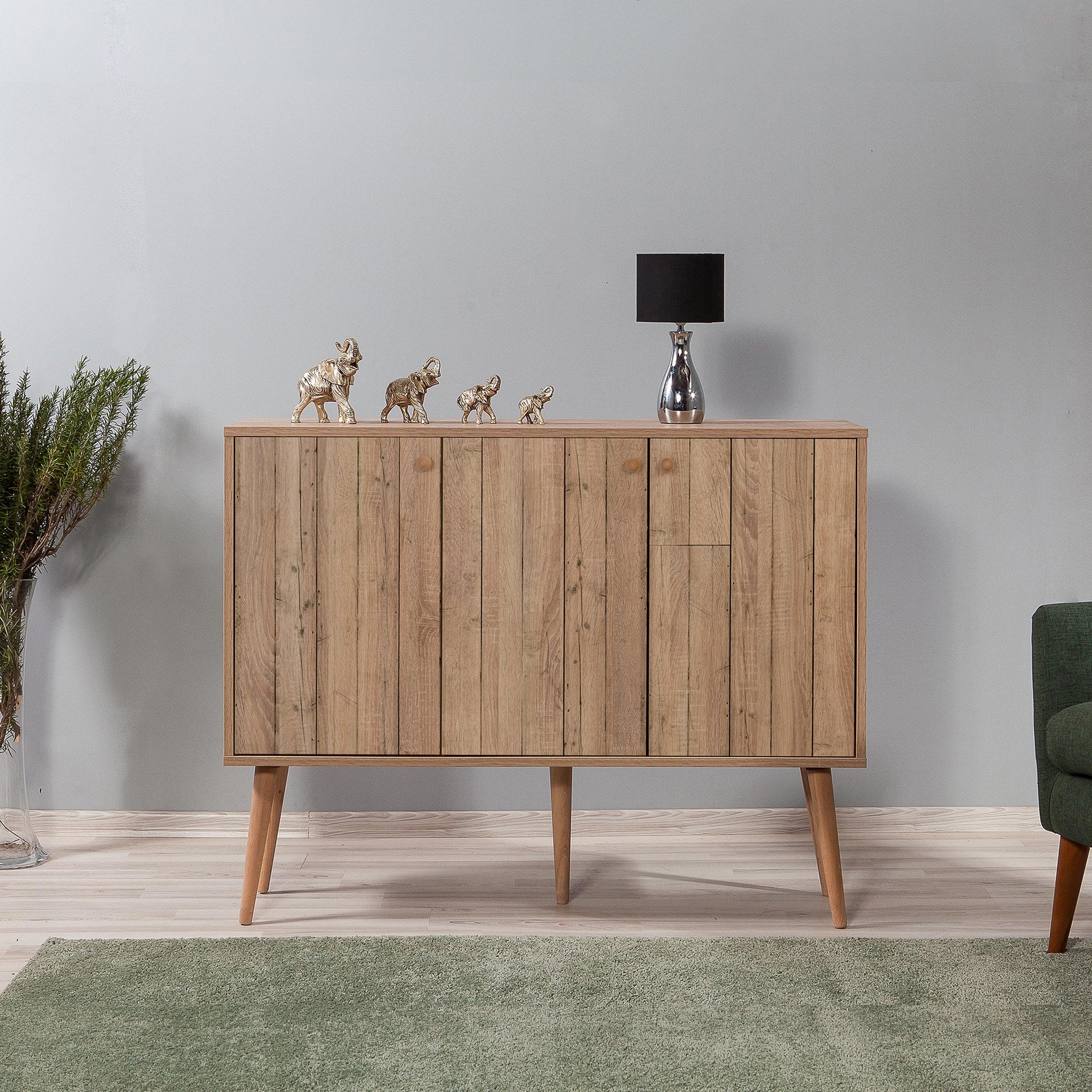 Aparador Moderno – 120 x 90 x 36 cm – Carvalho Sonoma – Melamina