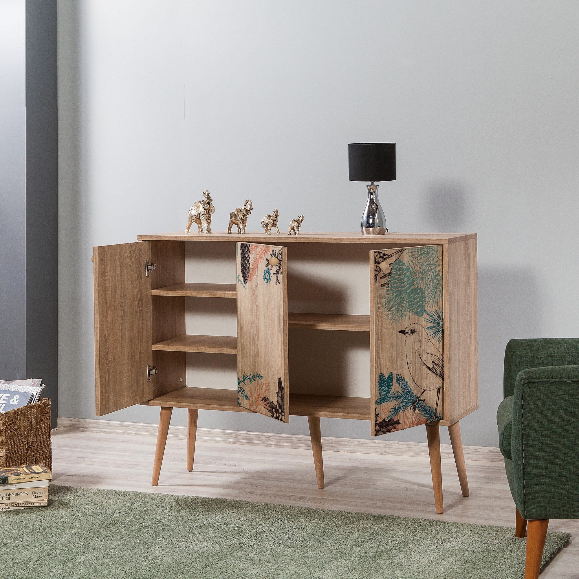 Aparador Moderno – 120 x 90 x 36 cm – Carvalho Sonoma – 100% Melamina