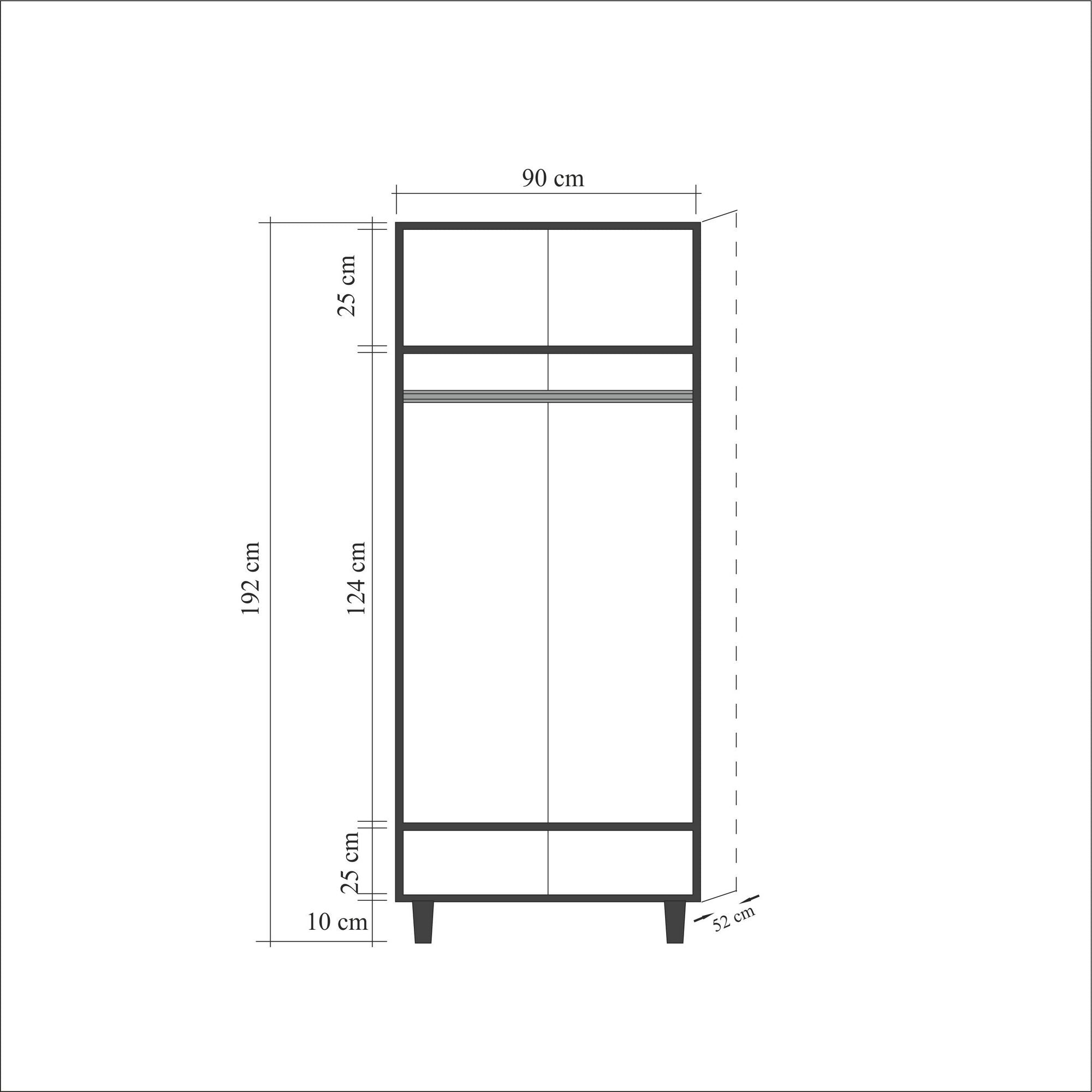 Guarda-roupa moderno – 90x192x52 cm – Carvalho Sonoma – Melamina