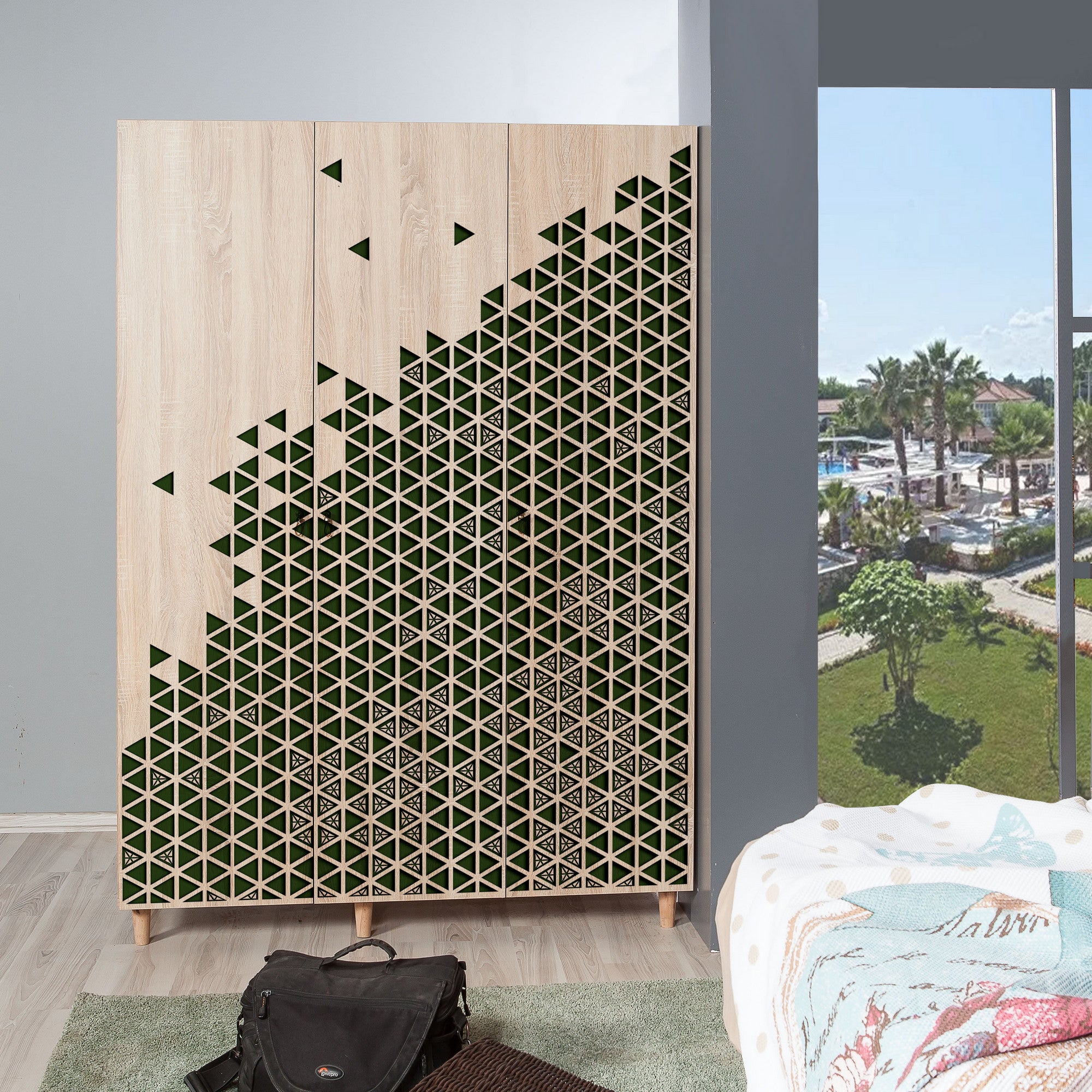 Guarda-roupa moderno – 135 x 192 x 52 cm – Carvalho Sonoma – Painel de partículas revestido em melamina