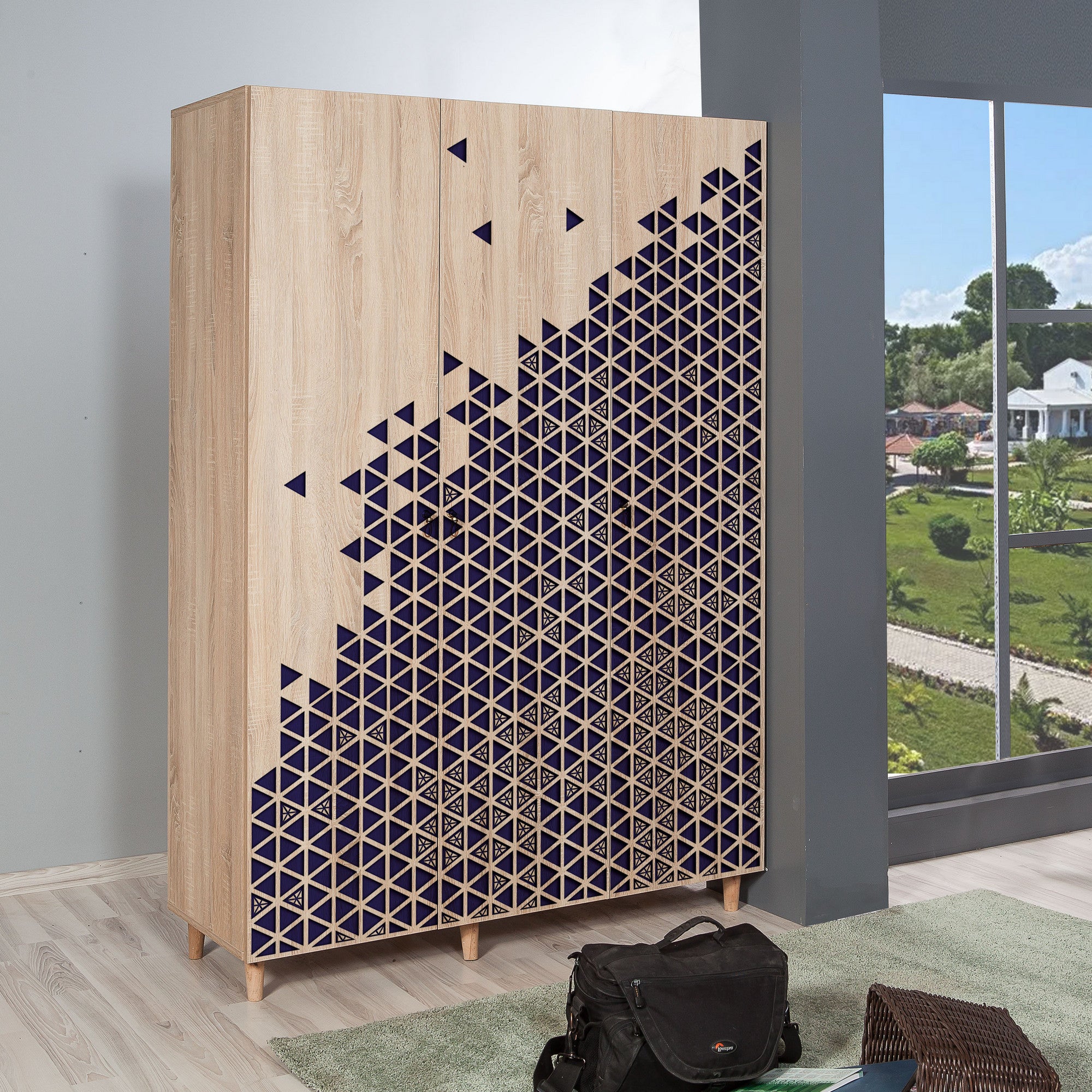 Guarda-roupa moderno – 135 x 192 x 52 cm – Carvalho Sonoma – 100% melamina