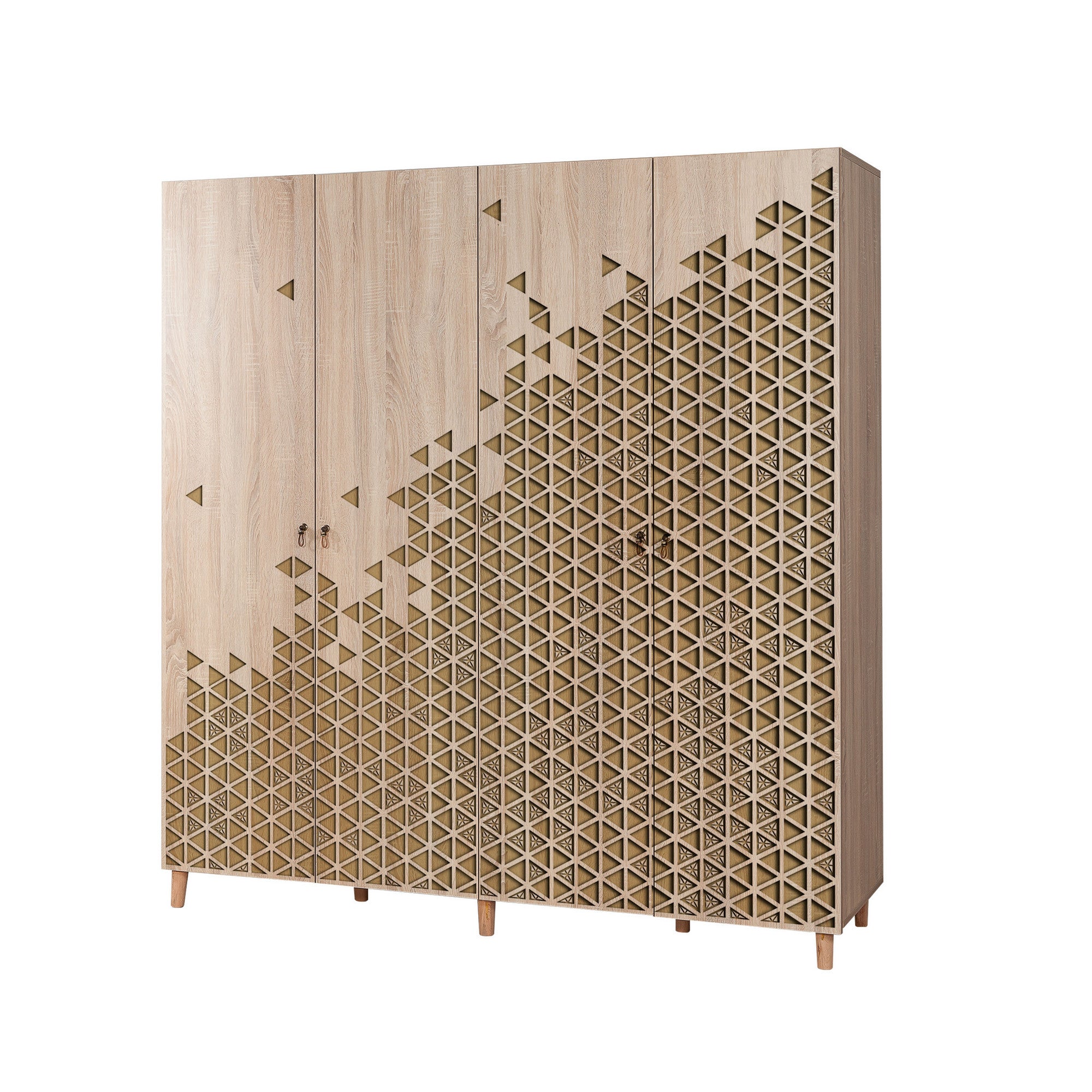 Guarda-roupa moderno – 180 x 192 x 52 cm – Carvalho Sonoma – Painel de partículas revestido em melamina