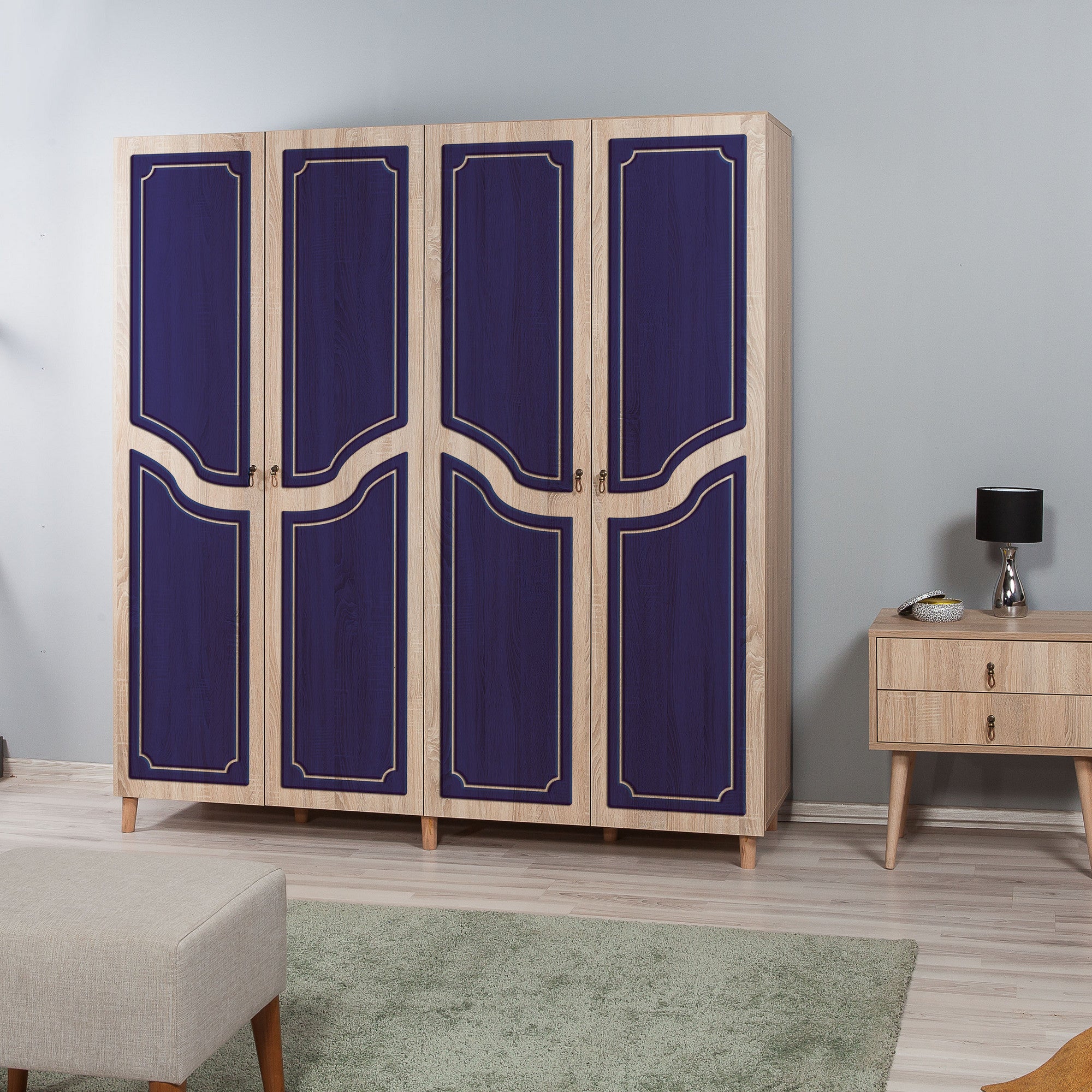 Guarda-roupa moderno – 180 x 192 x 52 cm – Carvalho Sonoma – Melamina