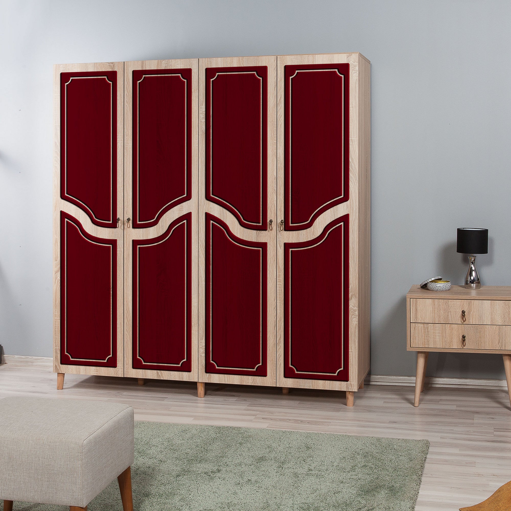 Guarda-roupa moderno – 180 x 192 x 52 cm – Carvalho Sonoma – Painel de partículas revestido a melamina