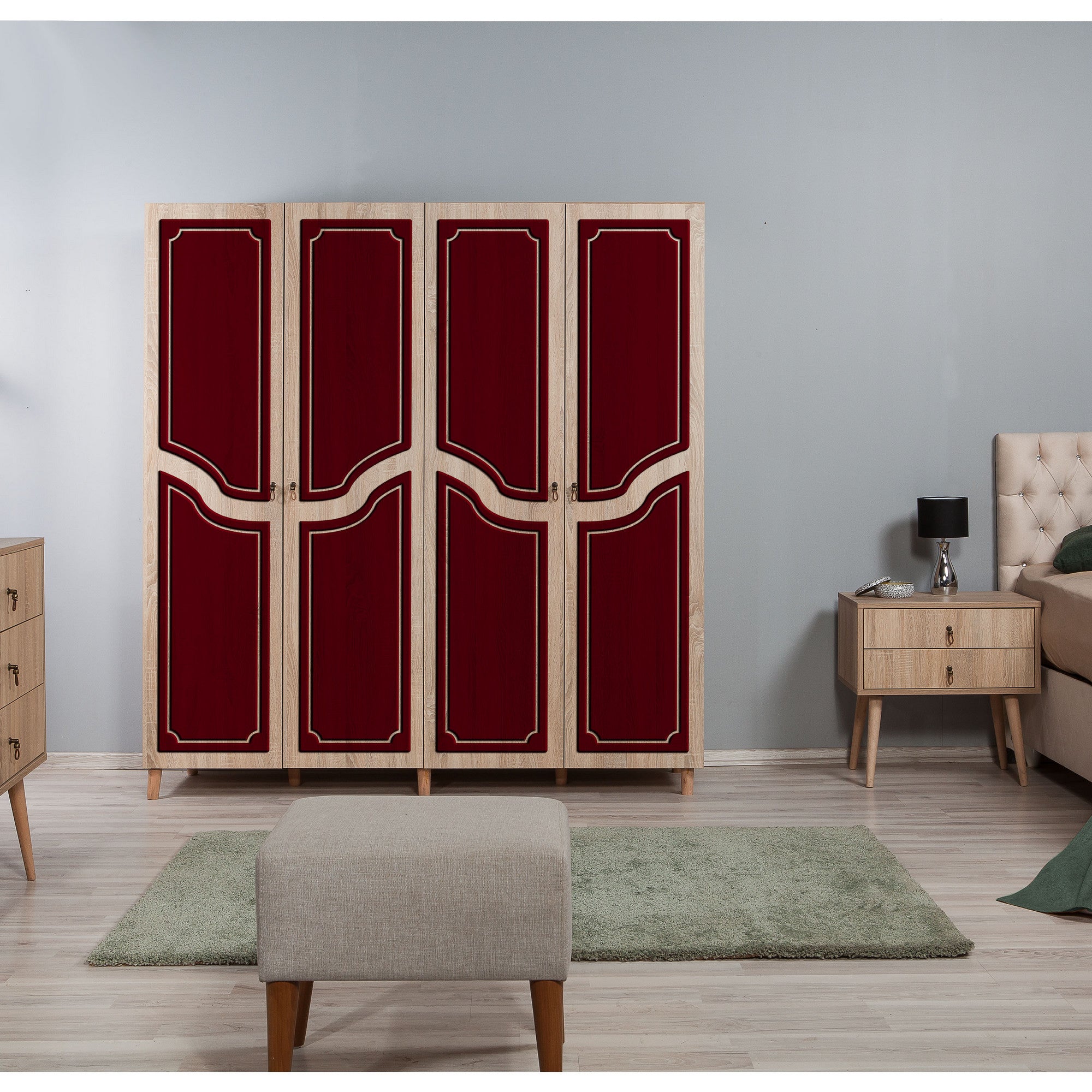Guarda-roupa moderno – 180 x 192 x 52 cm – Carvalho Sonoma – Painel de partículas revestido a melamina