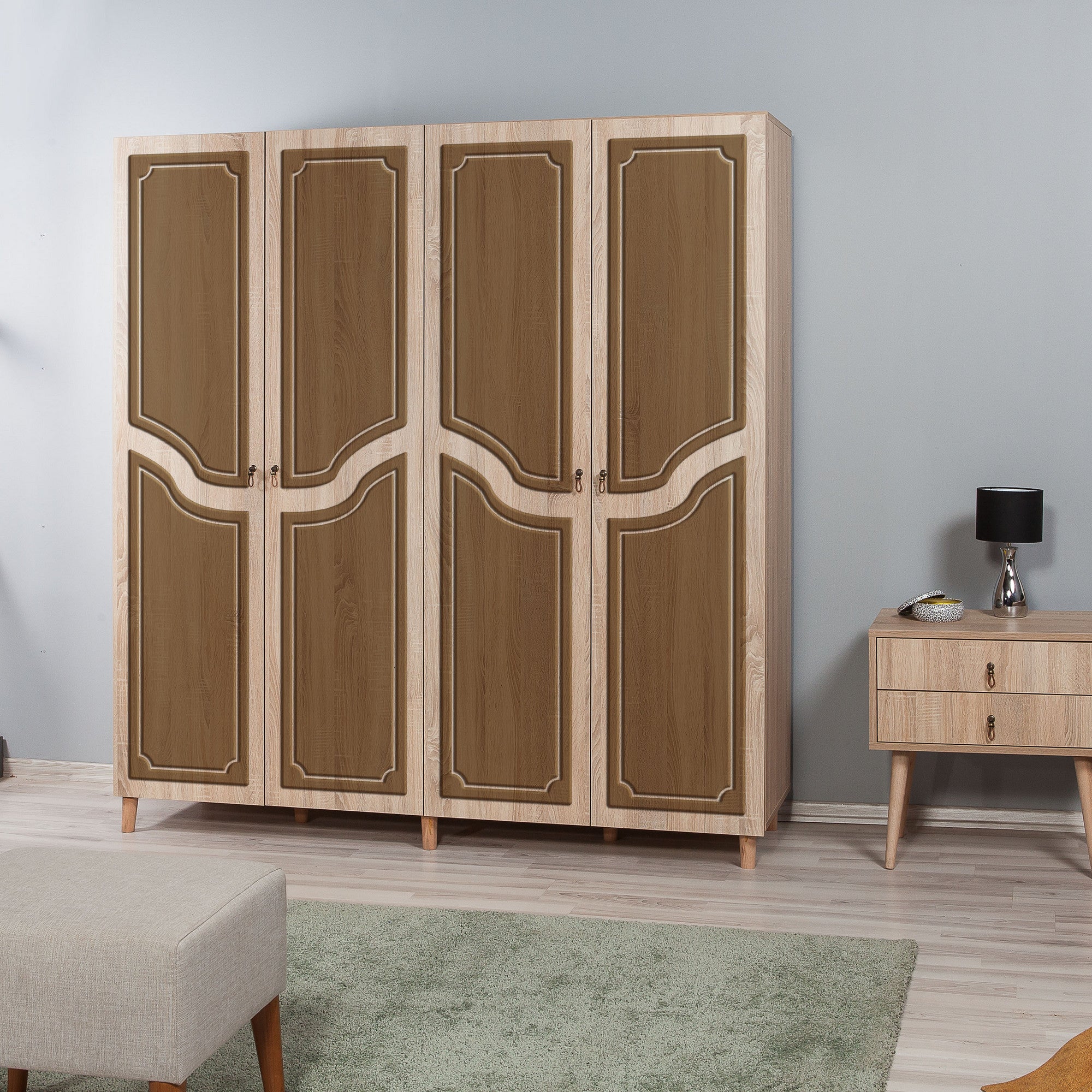 Guarda-roupa moderno – 180 x 192 x 52 cm – Carvalho Sonoma – Melamina