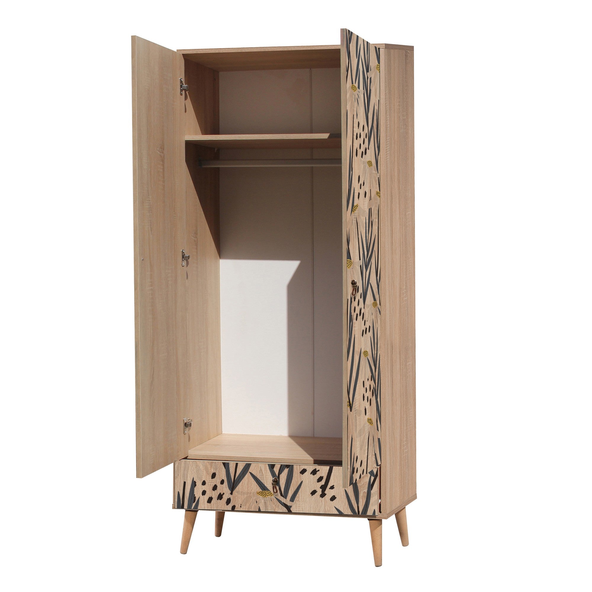 Guarda-roupa – 80 cm x 190 cm x 45 cm – madeira – painel de partículas revestido em melamina