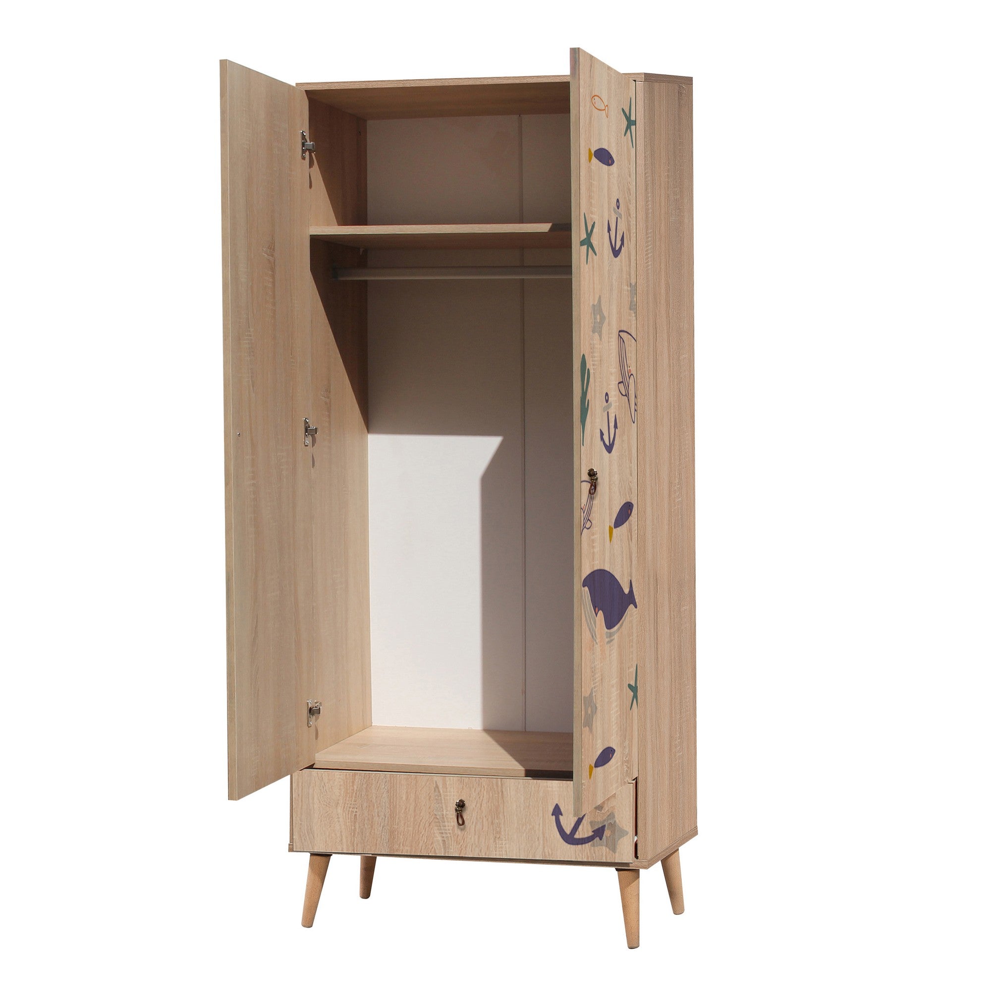 Guarda-roupa elegante – 80 cm x 190 cm x 45 cm – Madeira – Painel de partículas revestido em melamina