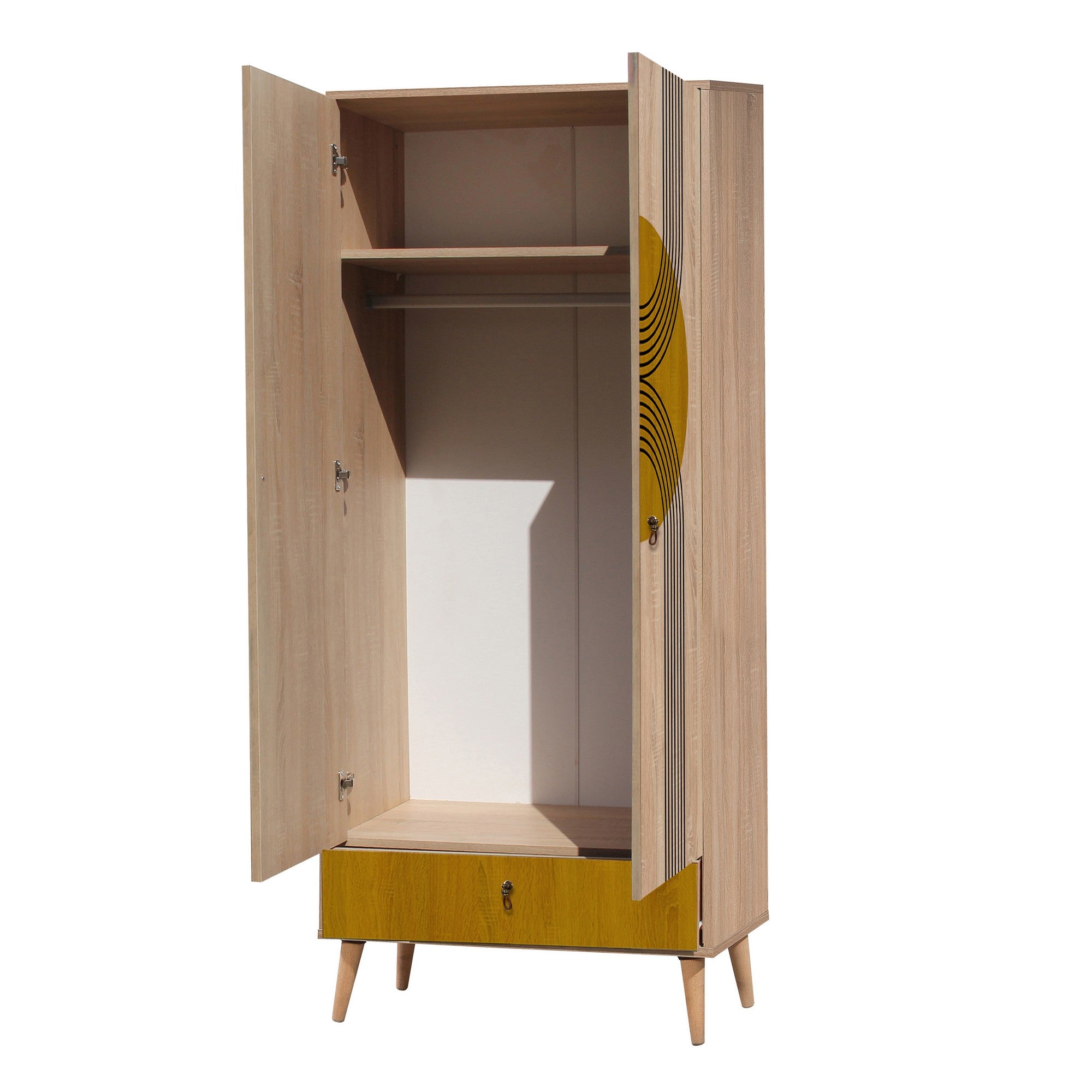 Guarda-roupa moderno com pernas de madeira – 80 cm x 190 cm x 45 cm – material de partículas revestido de melamina